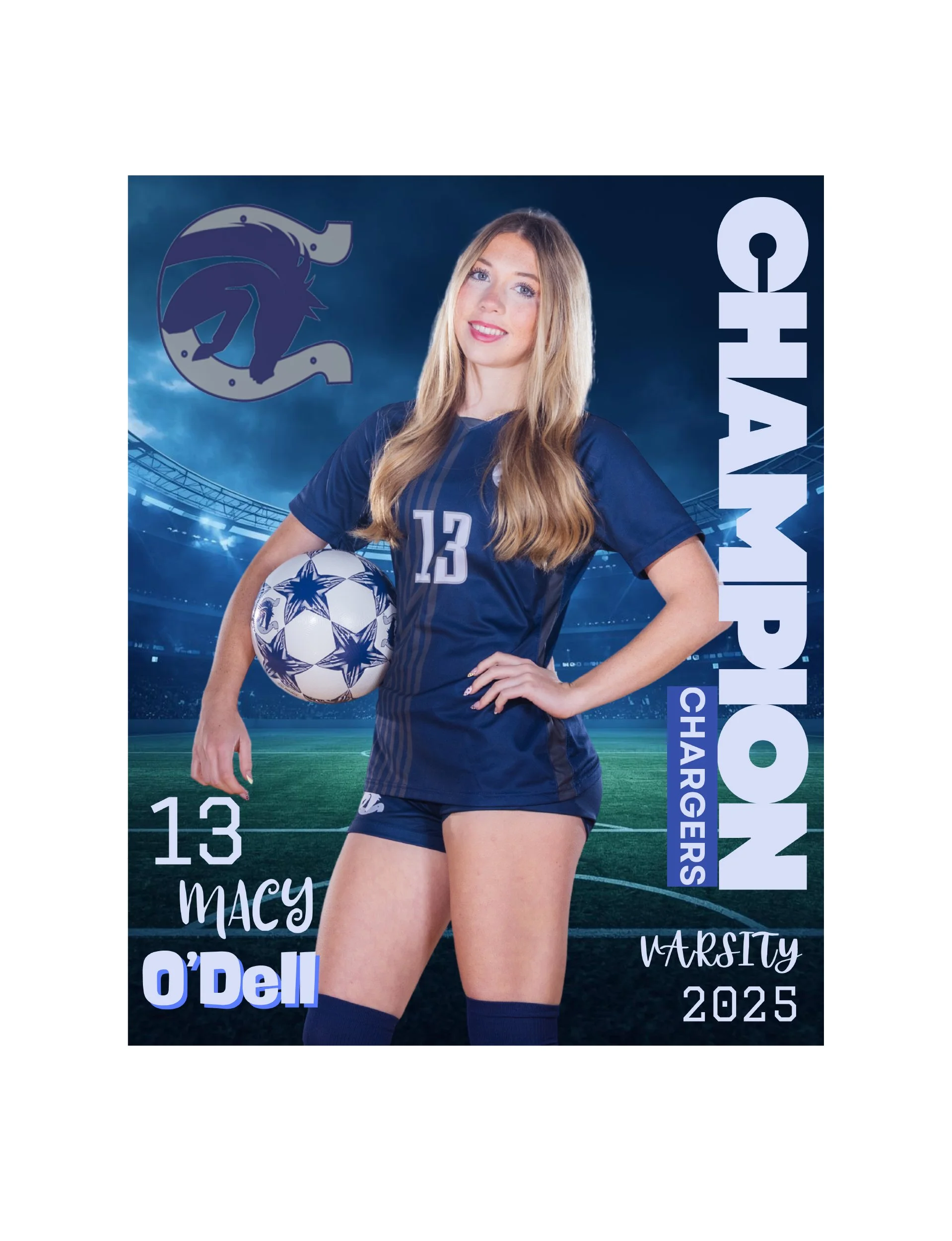 Charger Girls Soccer Varsity Player Banner
