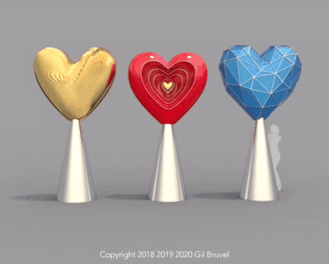 LAYERED FACETED STRIATED HEARTS