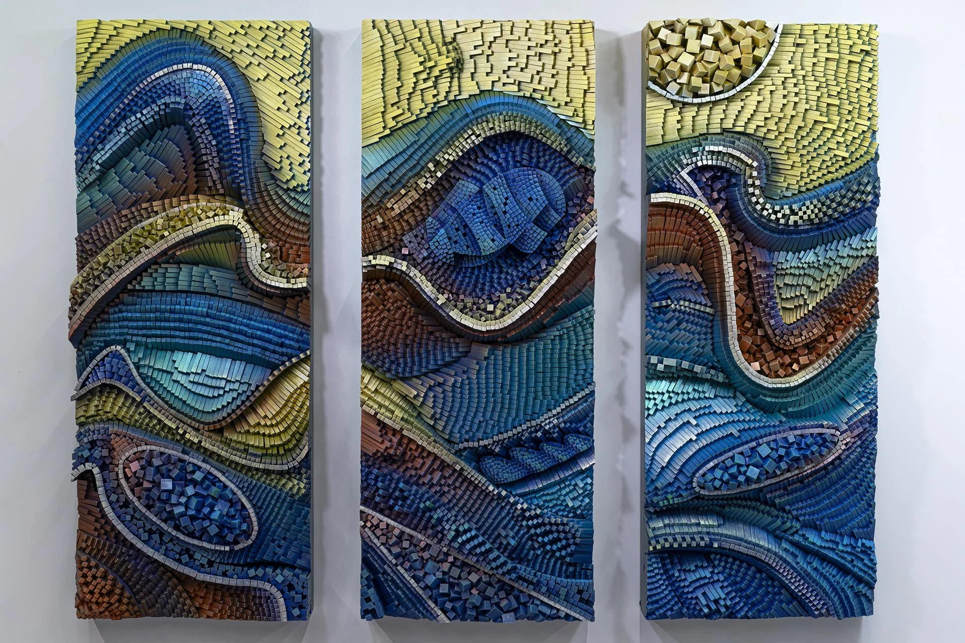 3 Panels - 72" tall x 28" wide  x 11" deep each