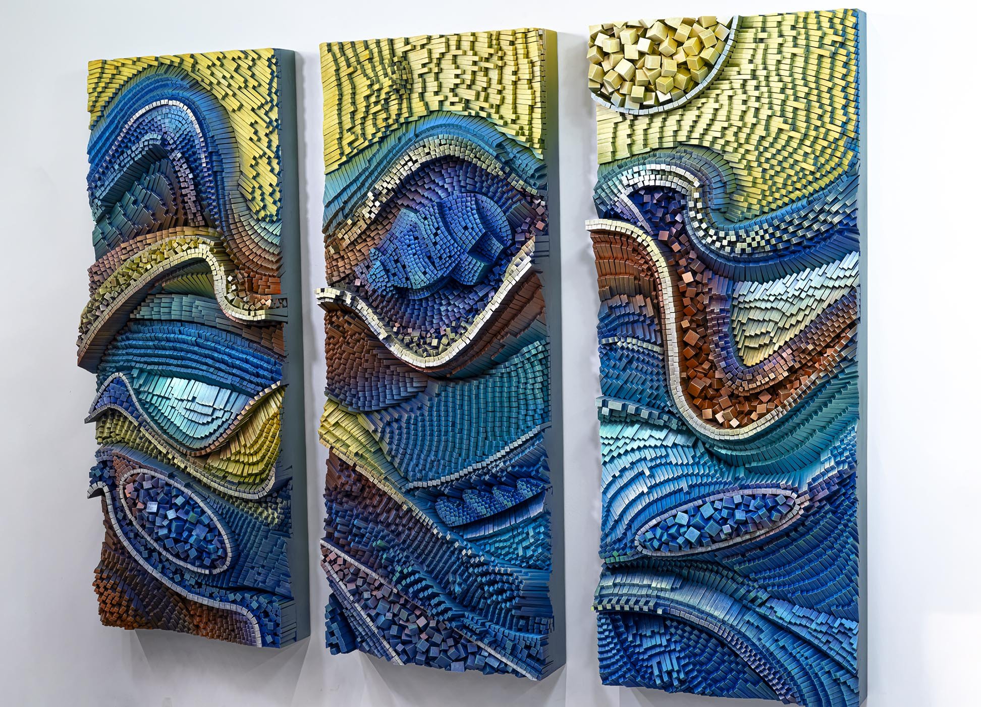 3 Panels - 72" tall x 28" wide  x 11" deep each