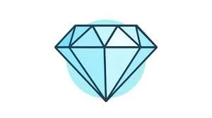 A simple illustration of a blue diamond with a light blue glow background.