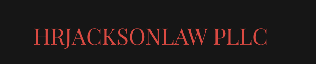 Black background with red text displaying 'HRJACKSONLAW PLLC'