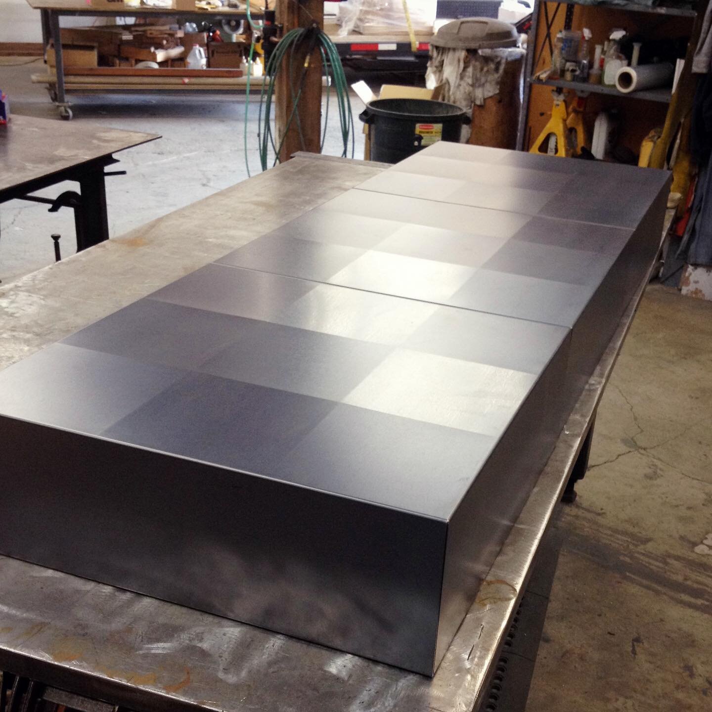 Quilted steel bench in process at my shop. 
#custommetalfabrication #portland