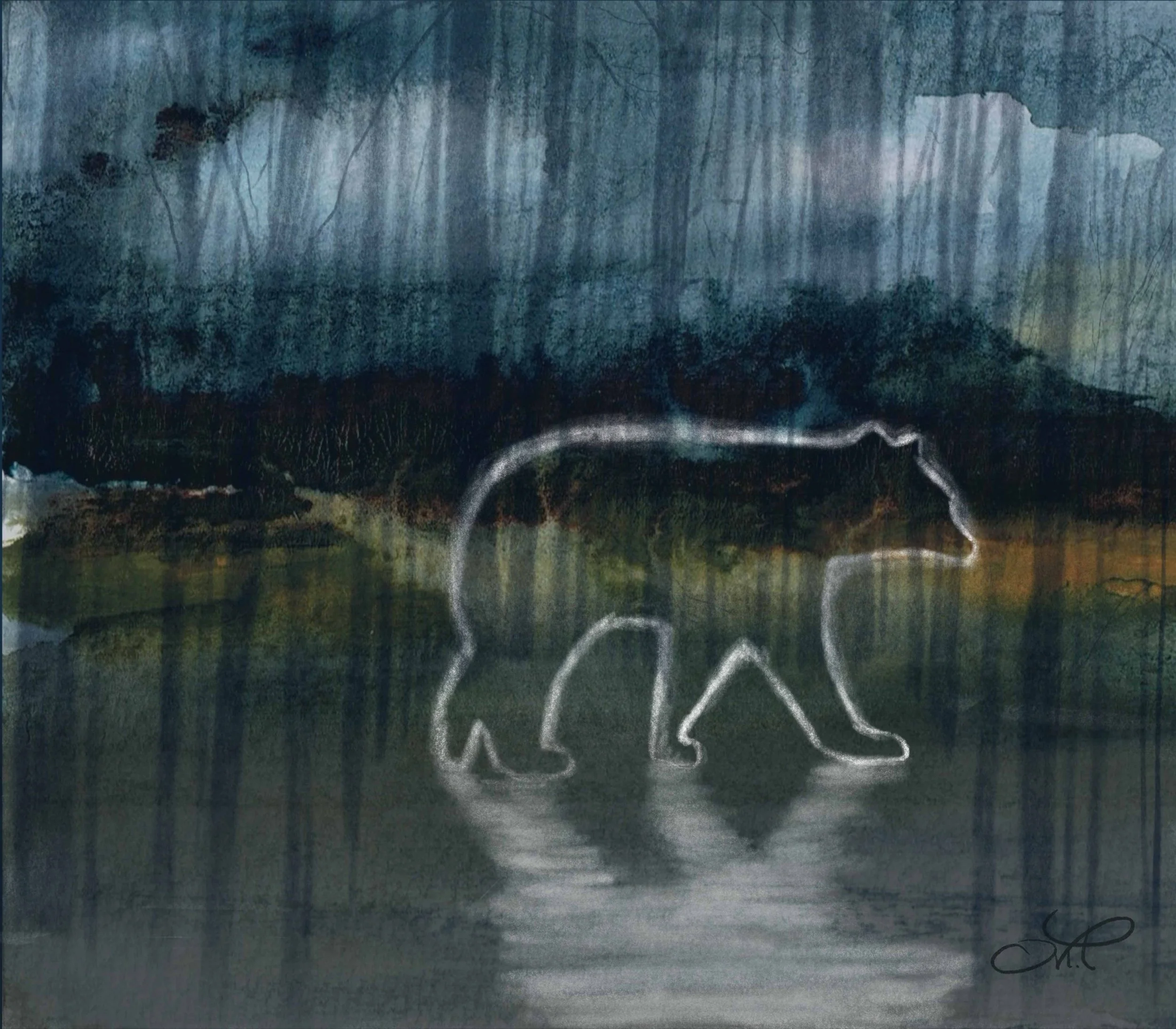 Entre les lignes du temps, techniques mixtes, 35,6 x40,6 cm, 2023