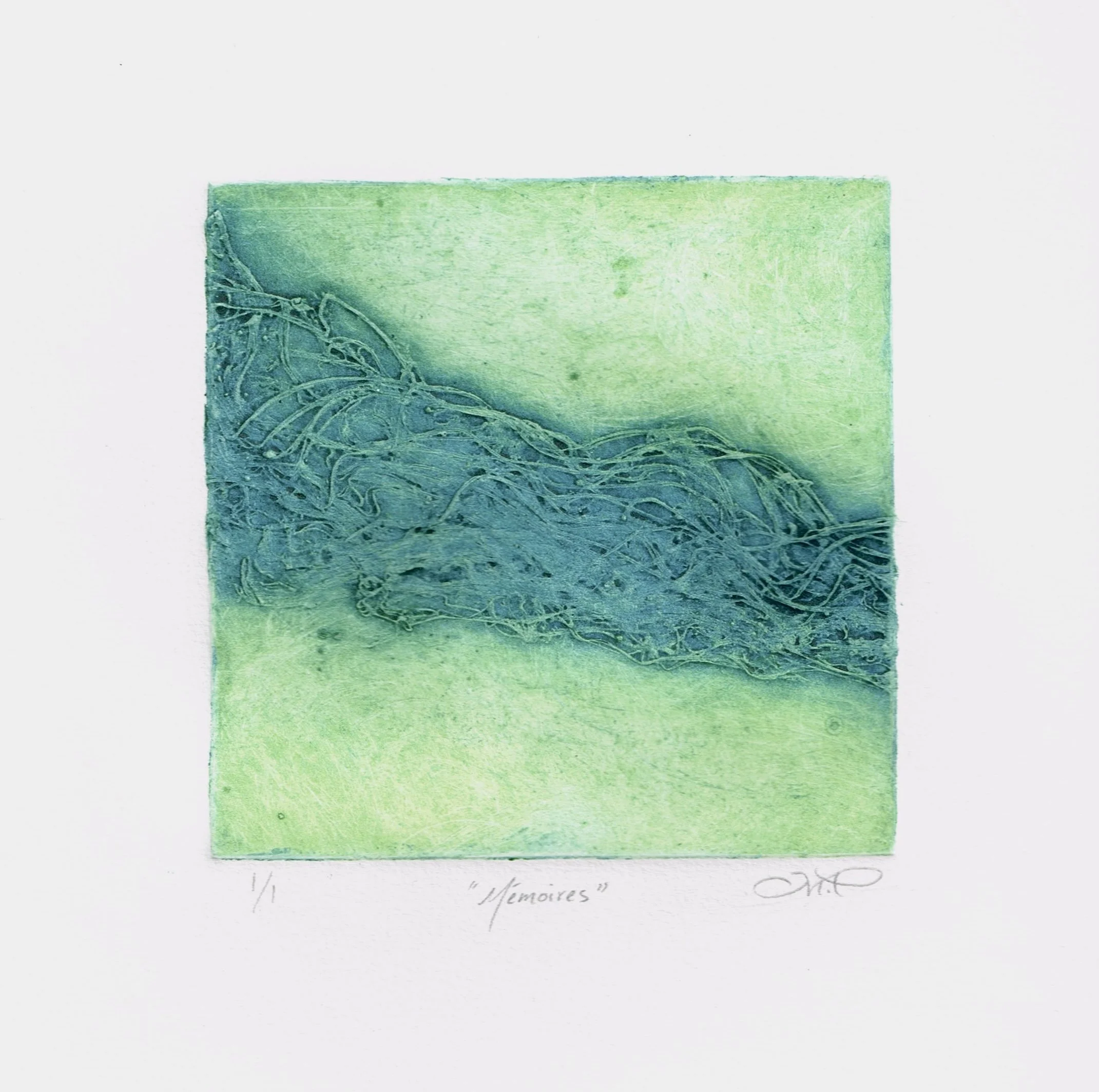 Mémoires, collagraphie sur papier coton, 33x33 cm, 2010