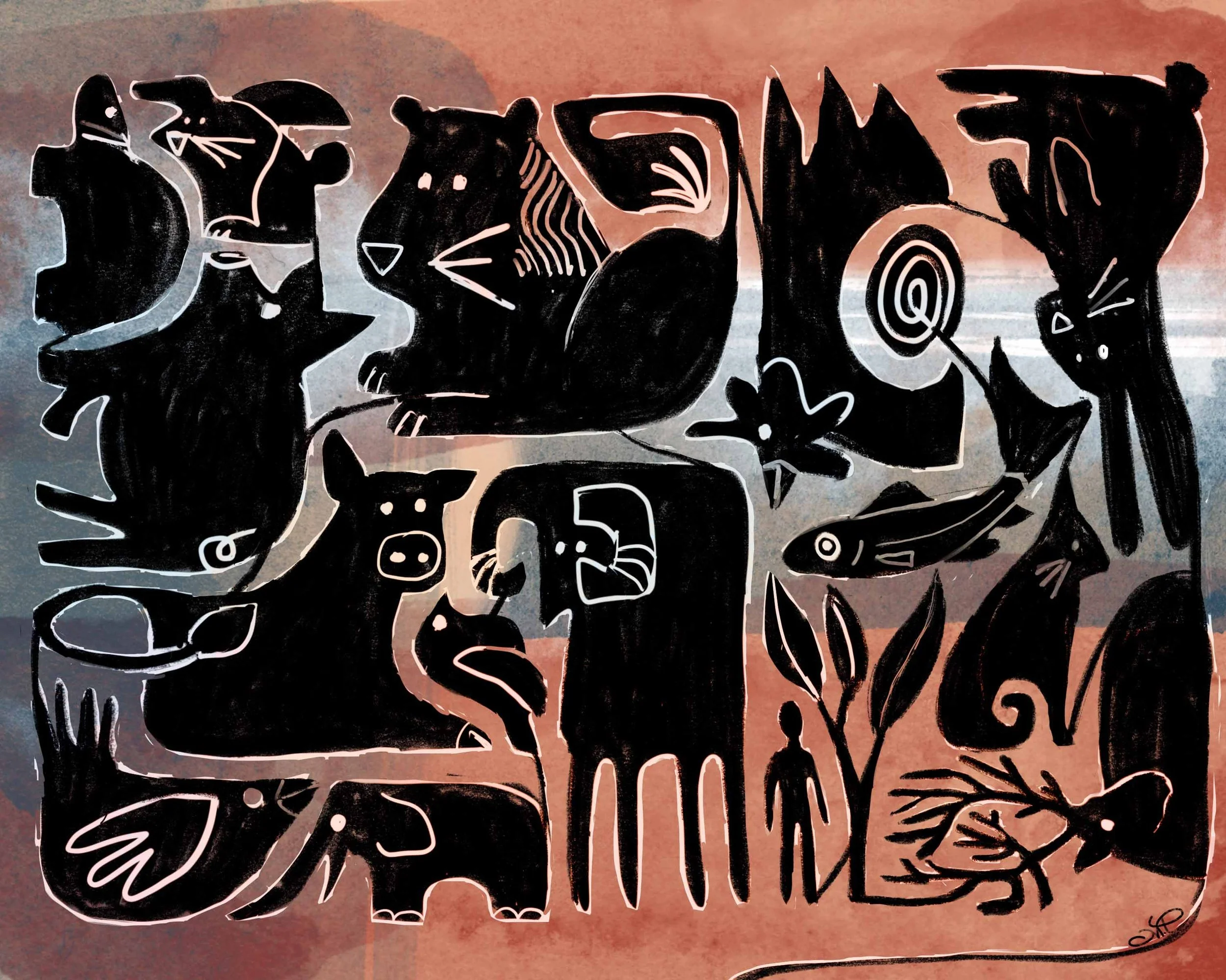 Tout est lié, dessin numérique, 2024