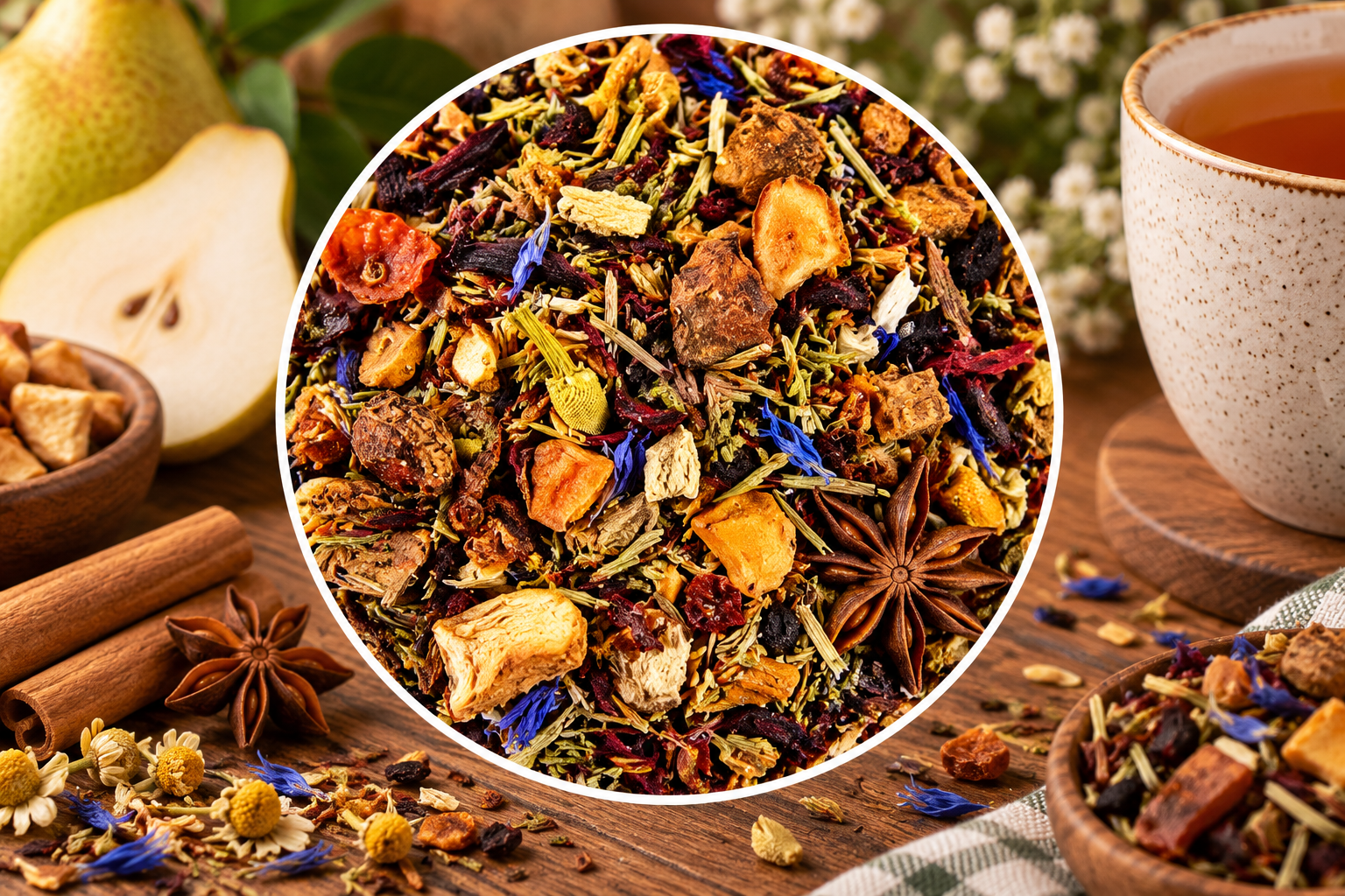 Returning Soon! 1 oz Spiced Pear Green Rooibos Loose Leaf Tea, Caffeine Free