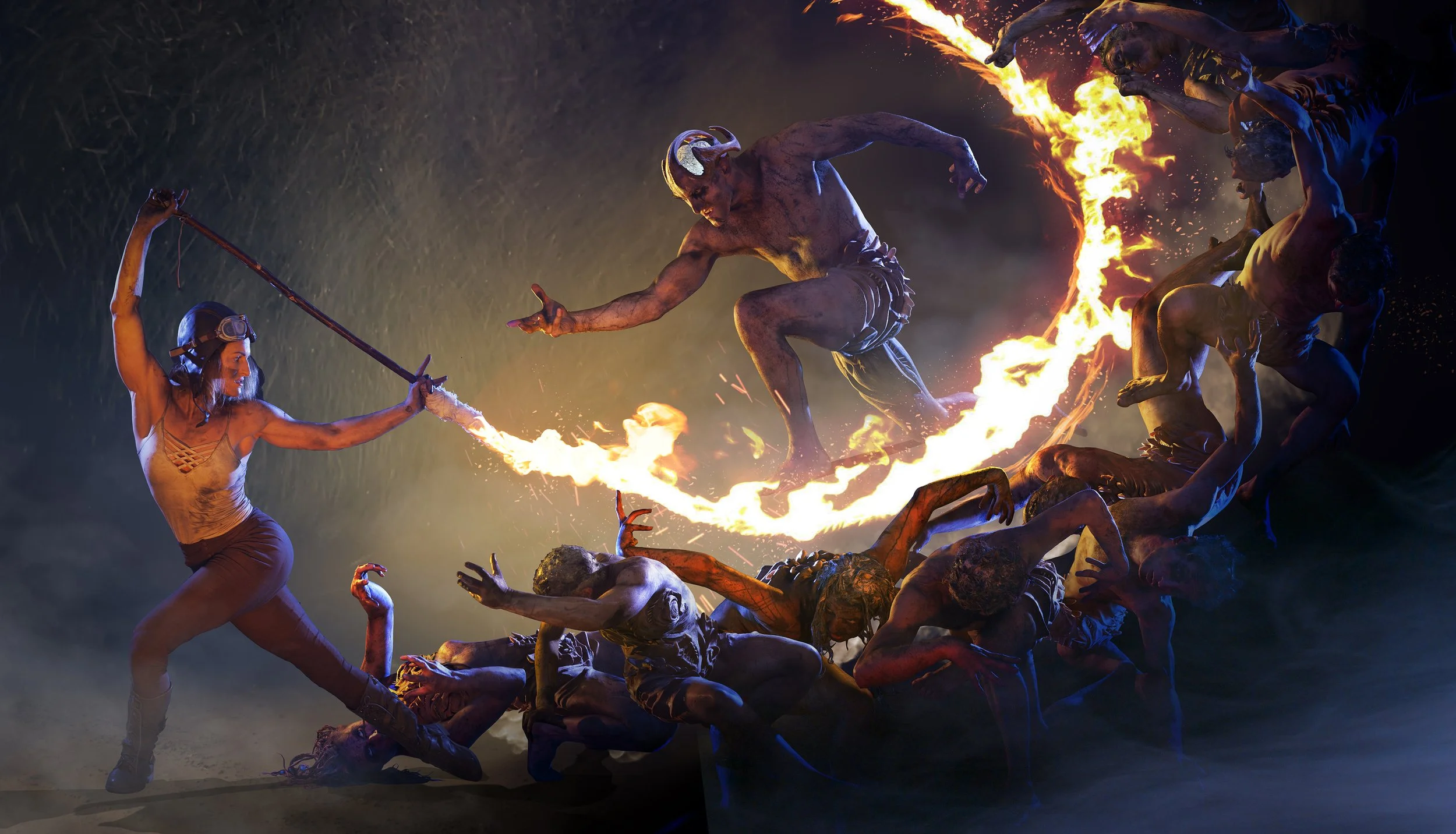 Queen of the Sky battles the hive mind creatures.