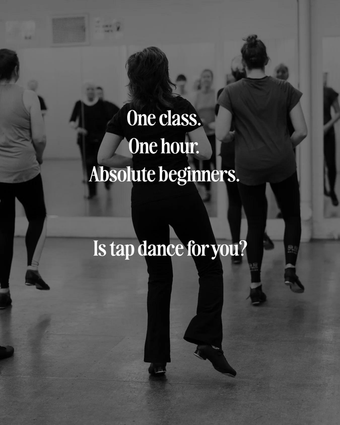 A &lsquo;one-off&rsquo; tap class for absolute beginners. Find out if tap is for you.

Thursday, 23 April, 7.30pm
225 Swan Street, Richmond.

No experience necessary.