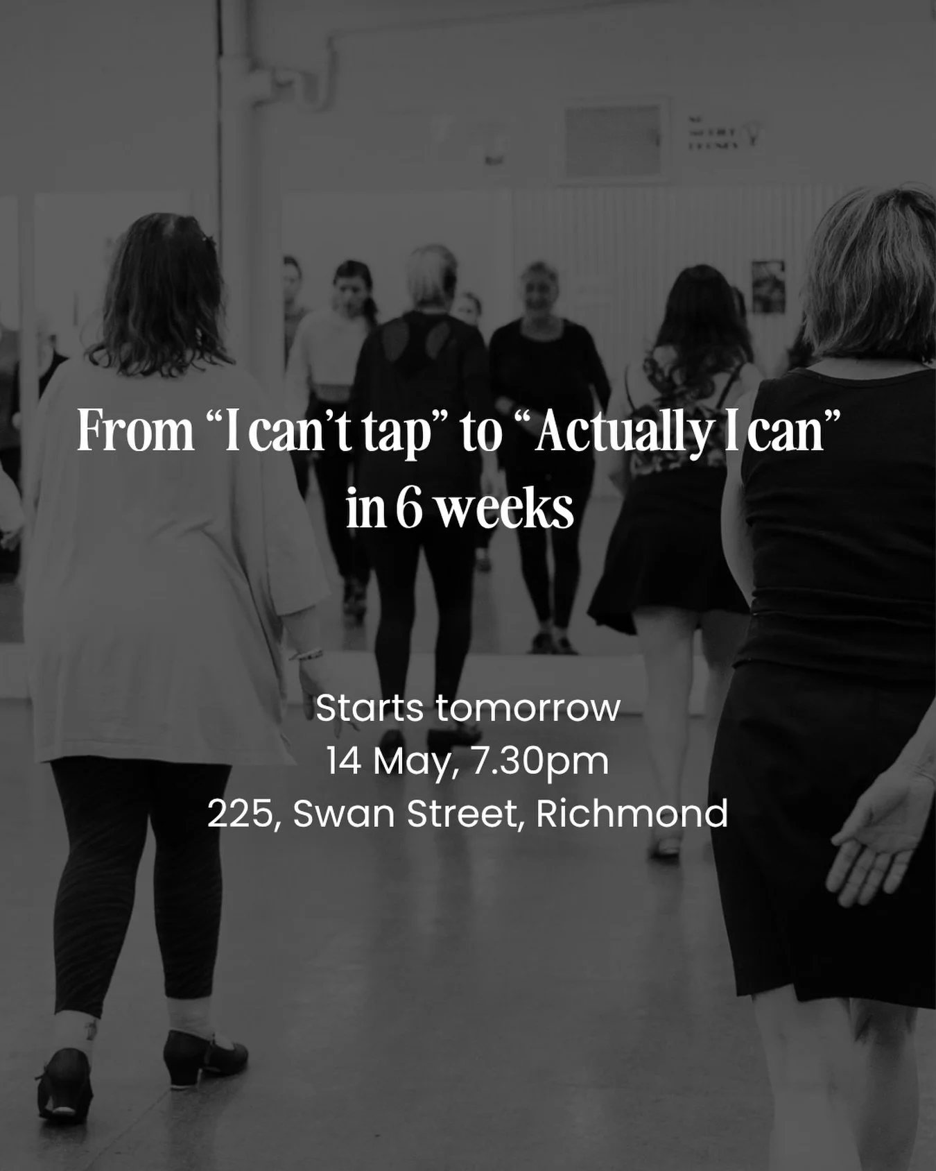 No experience needed. Tap shoes not required. Just show up tomorrow and see what happens. Link in bio to grab your spot.
