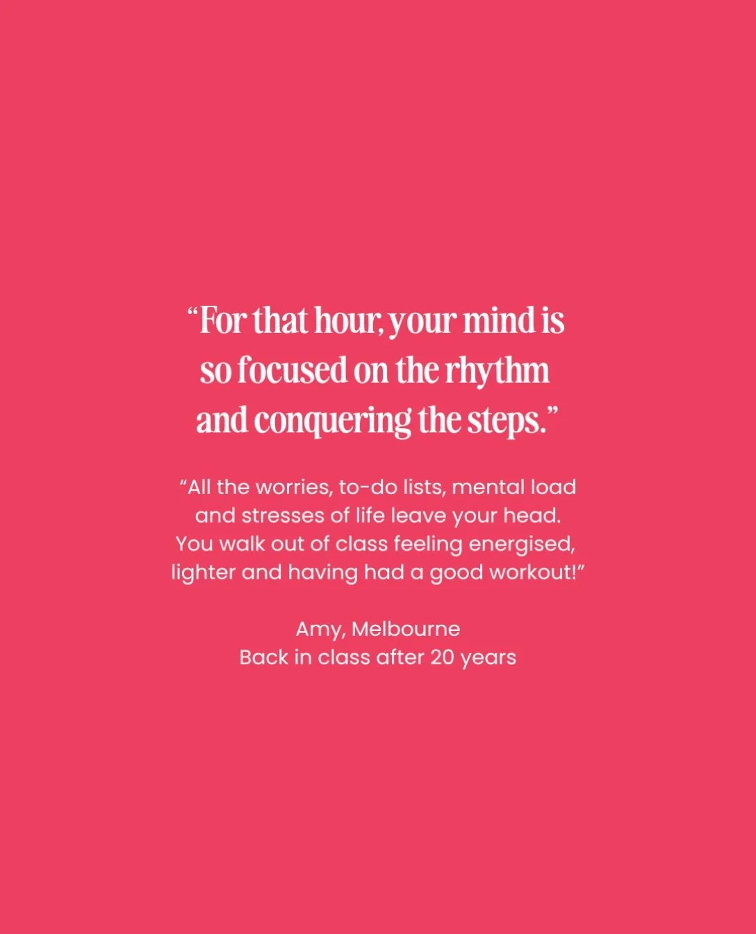 Amy came back to tap after 20 years away.
Twenty years is a long time to be away from something. It isn&rsquo;t long enough to forget why you loved it.

&ldquo;For that hour, your mind is so focused on the rhythm and conquering the steps.  All the wo