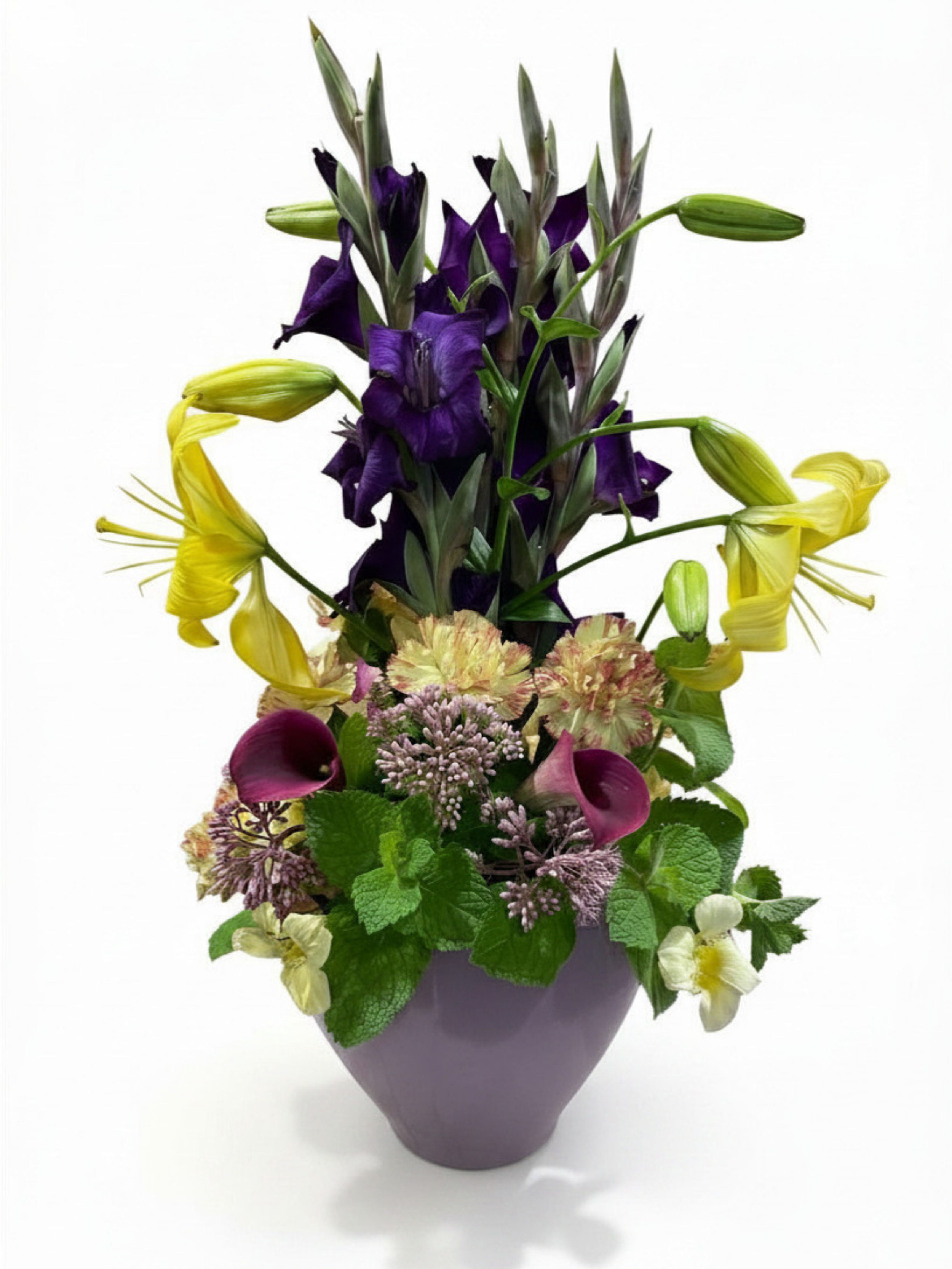 Purple Glads with Lilies Vase.png