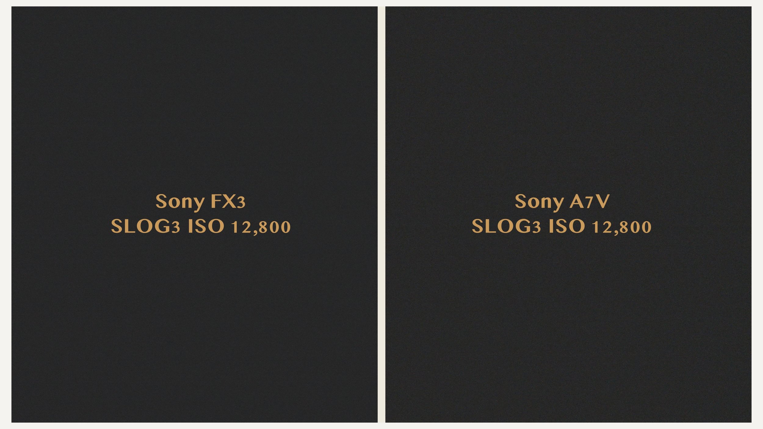 Shows ISO noise from Sony A7V and Sony FX3 in low light test shot in SLOG3 at 12800 ISO