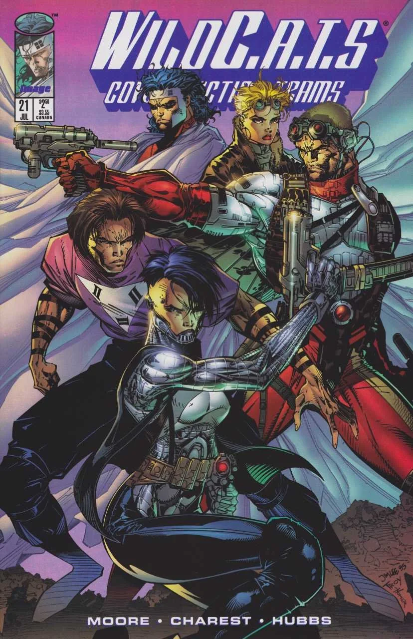 Cover of Wildcats: Covert Action Teams #21 (1992), featuring the team in dynamic action poses, showcasing Jim Lee’s signature detailed artwork and bold composition.