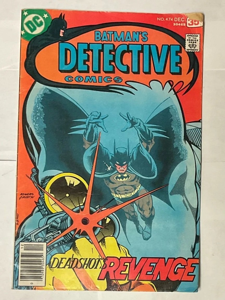 Detective Comics #474: 2nd Appearance of Deadshot (cover damage)