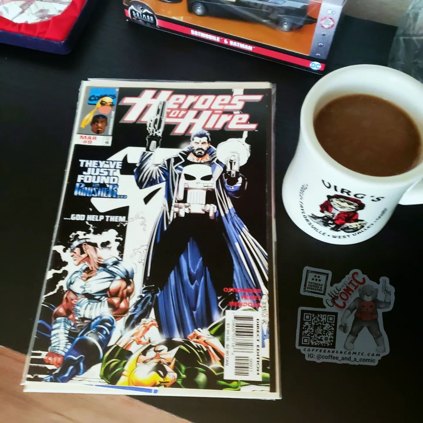 Today's coffee ☕ and a comic 📓 is In the gritty world of vigilante justice, alliances are forged and broken amidst the chaos of the streets. &quot;Heroes for Hire #9&quot; thrusts readers into a web of intrigue and conflict, masterfully woven by the
