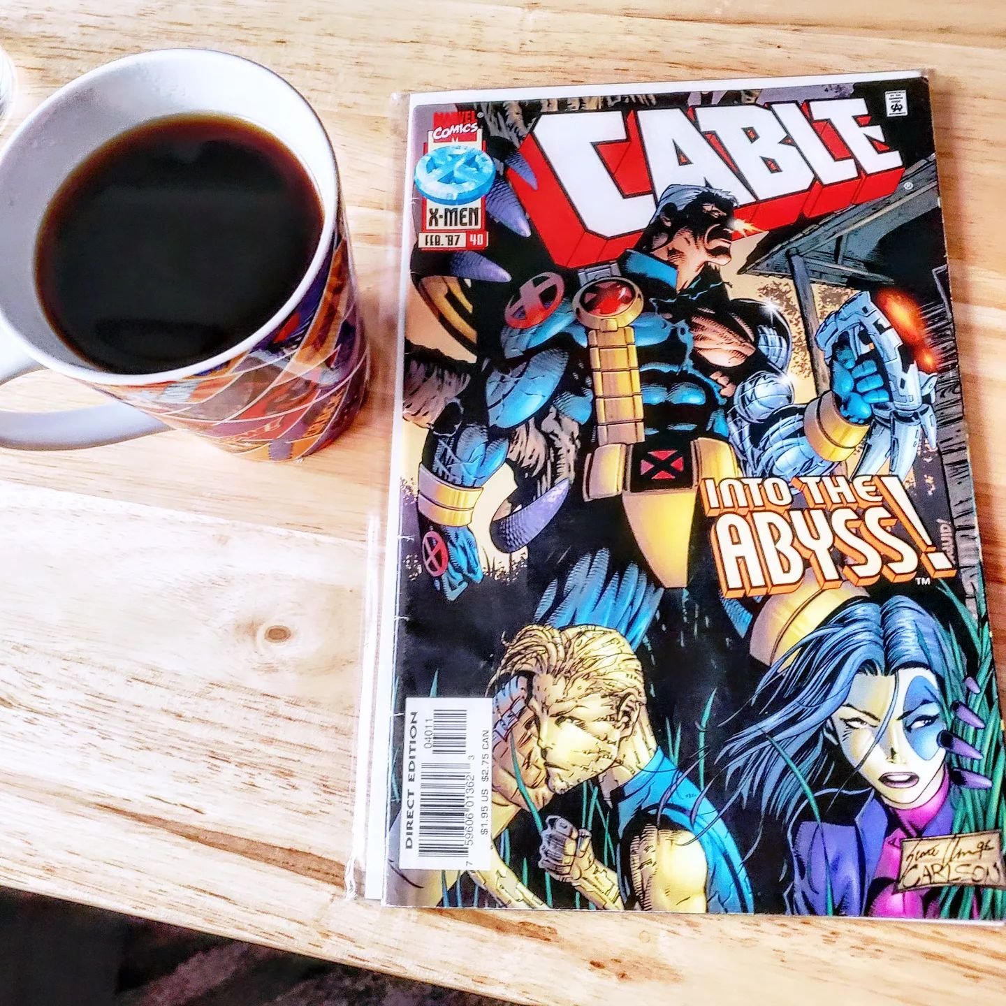 Today's Coffee ☕ and a Comic 📖 is Cable issue 40  written by Todd DeZago with art by Scott Clark and Chris Carlson, Cable and his crew embark on a daring mission to rescue Renee Majcomb from Bastion's ruthless First Strike team