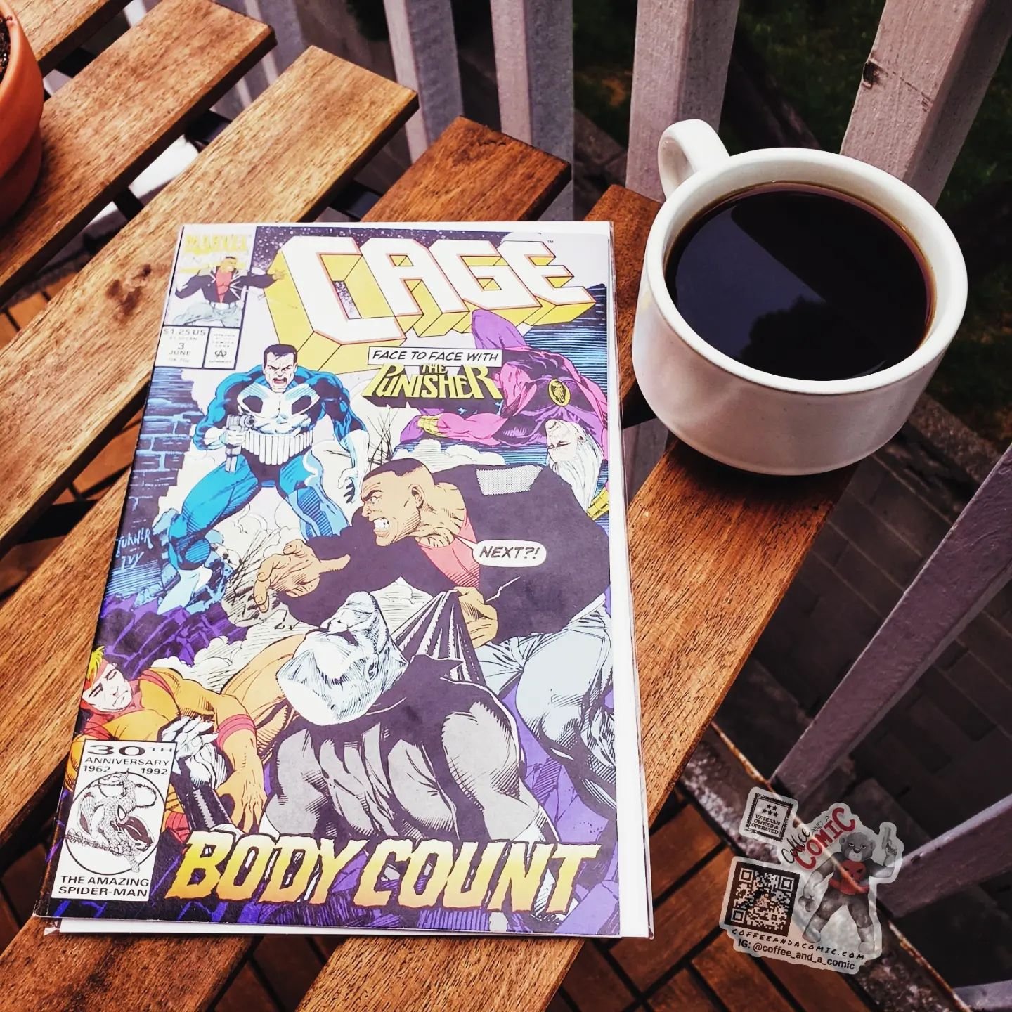 Today's Coffee ☕ and a comic 📓 is Cage 3, illustrated by Dwayne Turner and Chris Ivy, Cage finds himself in a showdown with Hardcore's formidable strike force, the Untouchables. Prepare for 36 pages of relentless action and gripping drama! 

#CageCo