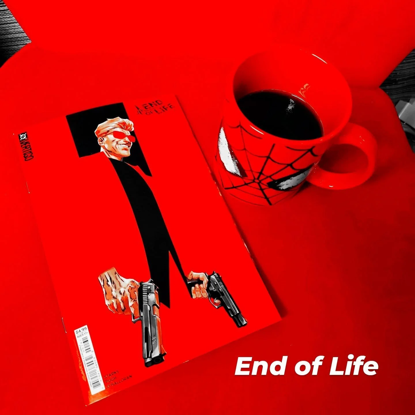 Today&rsquo;s Coffee ☕ and a Comic 📖 is End of Life #1 by Karl Starks from DC&rsquo;s new Vertigo line

Okay&hellip; technically it&rsquo;s Presidents Day

And technically this doesn&rsquo;t hit the racks until Wednesday

But it&rsquo;s sitting here
