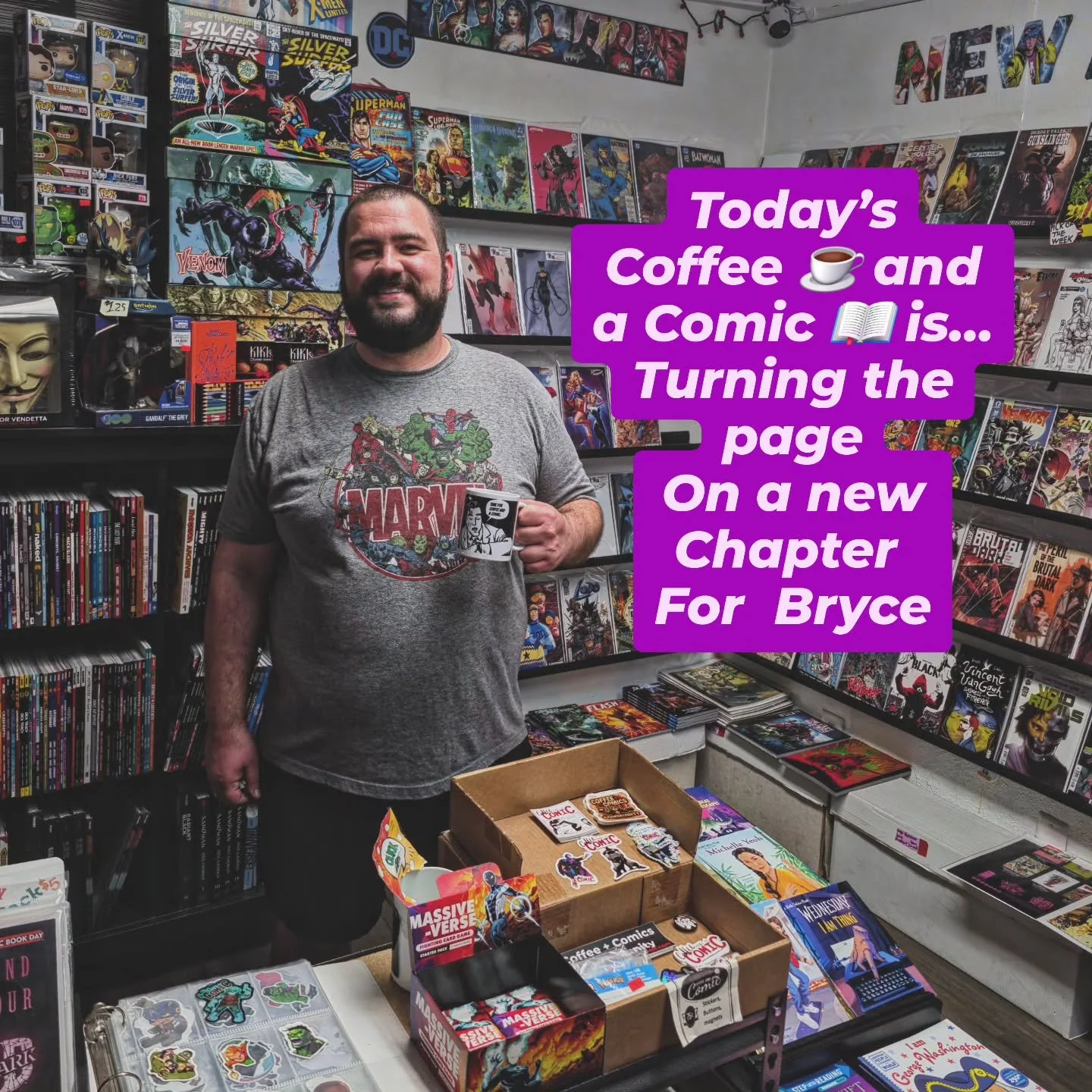 Today&rsquo;s Coffee ☕ and a Comic 📖 is&hellip;
Turning the page

Bryce is heading out for his next chapter.
And yeah, it&rsquo;s one of those goodbyes you don&rsquo;t love making

He wasn&rsquo;t just part of the team
He helped hold this place toge