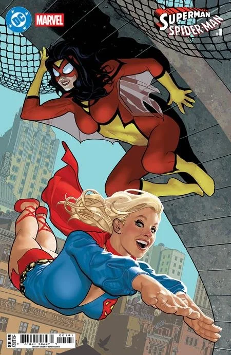 DC MARVEL SUPERMAN SPIDER-MAN #1 (ONE SHOT) CVR I ADAM HUGHES SUPERGIRL 70S & SPIDER-WOMAN 70S CARD STOCK VAR