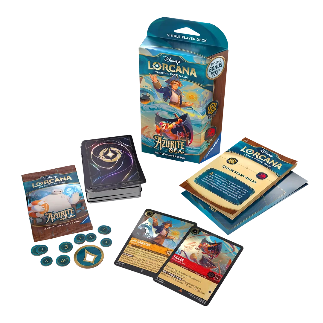 Disney Lorcana: Azurite Sea Starter Deck [Amber & Ruby] inside