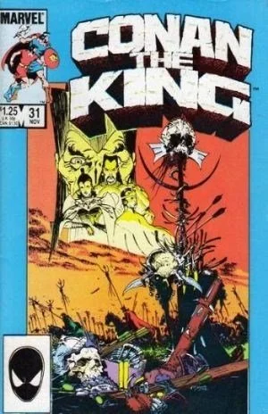 “Cover of Conan the King #31 (1985) featuring Conan ready for battle amid royal intrigue.”