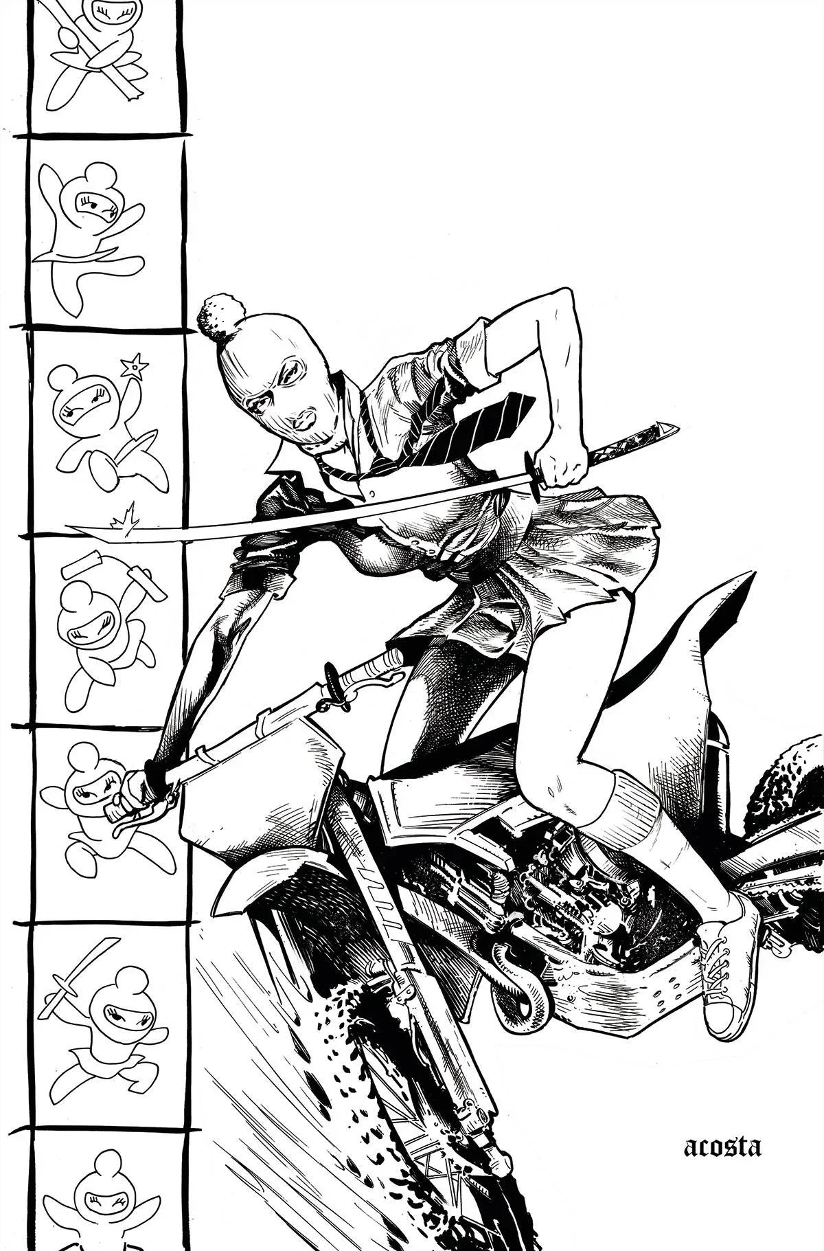 NINJETTES #1 CVR U 7 COPY FOC INCV ACOSTA B&W VIRGIN