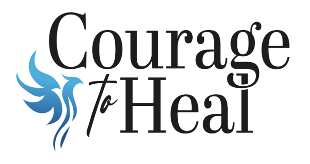 Logo for Courage to Heal with a blue Phoenix icon.