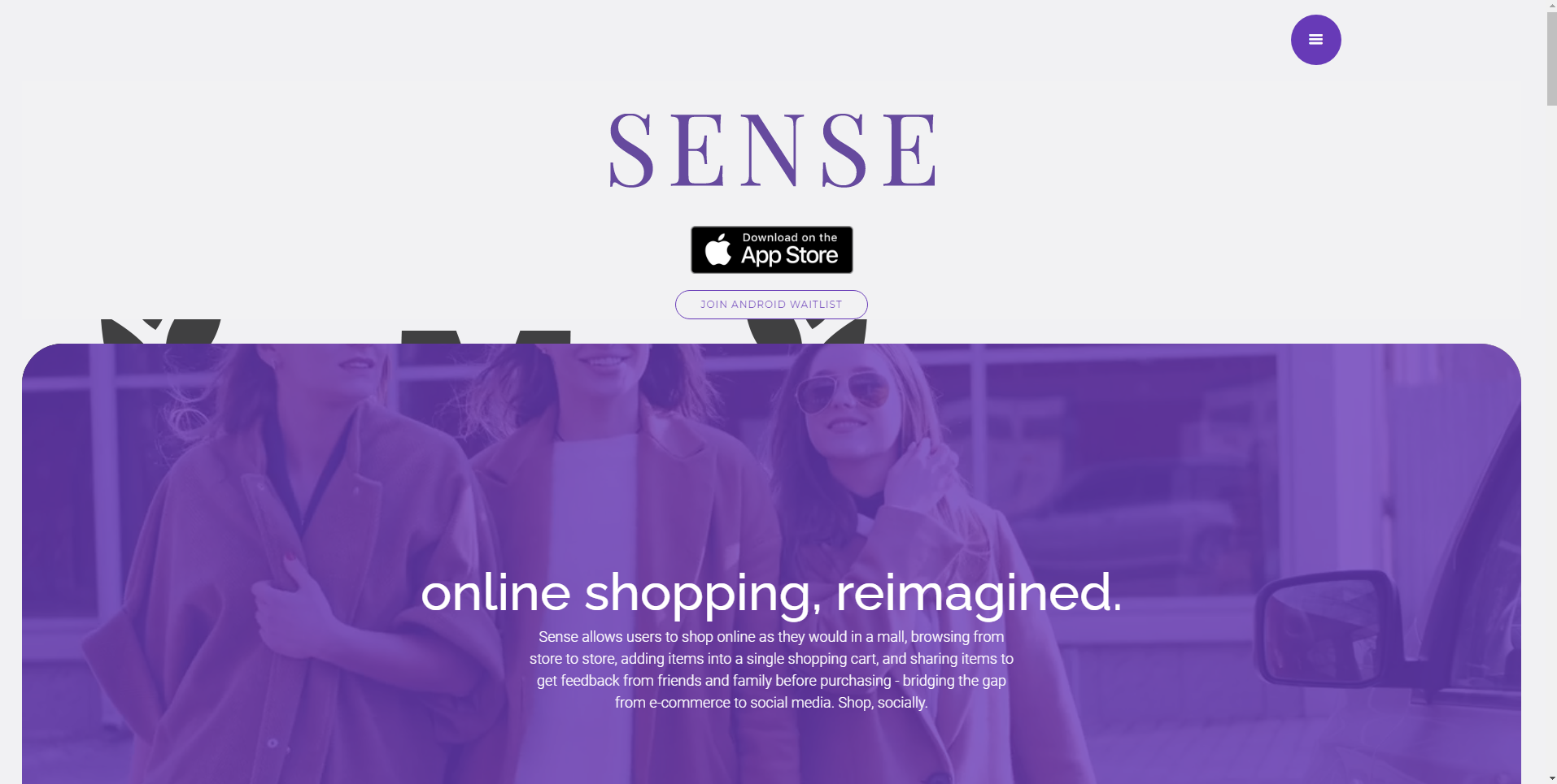 Website for the Sense app, at joinsense.io