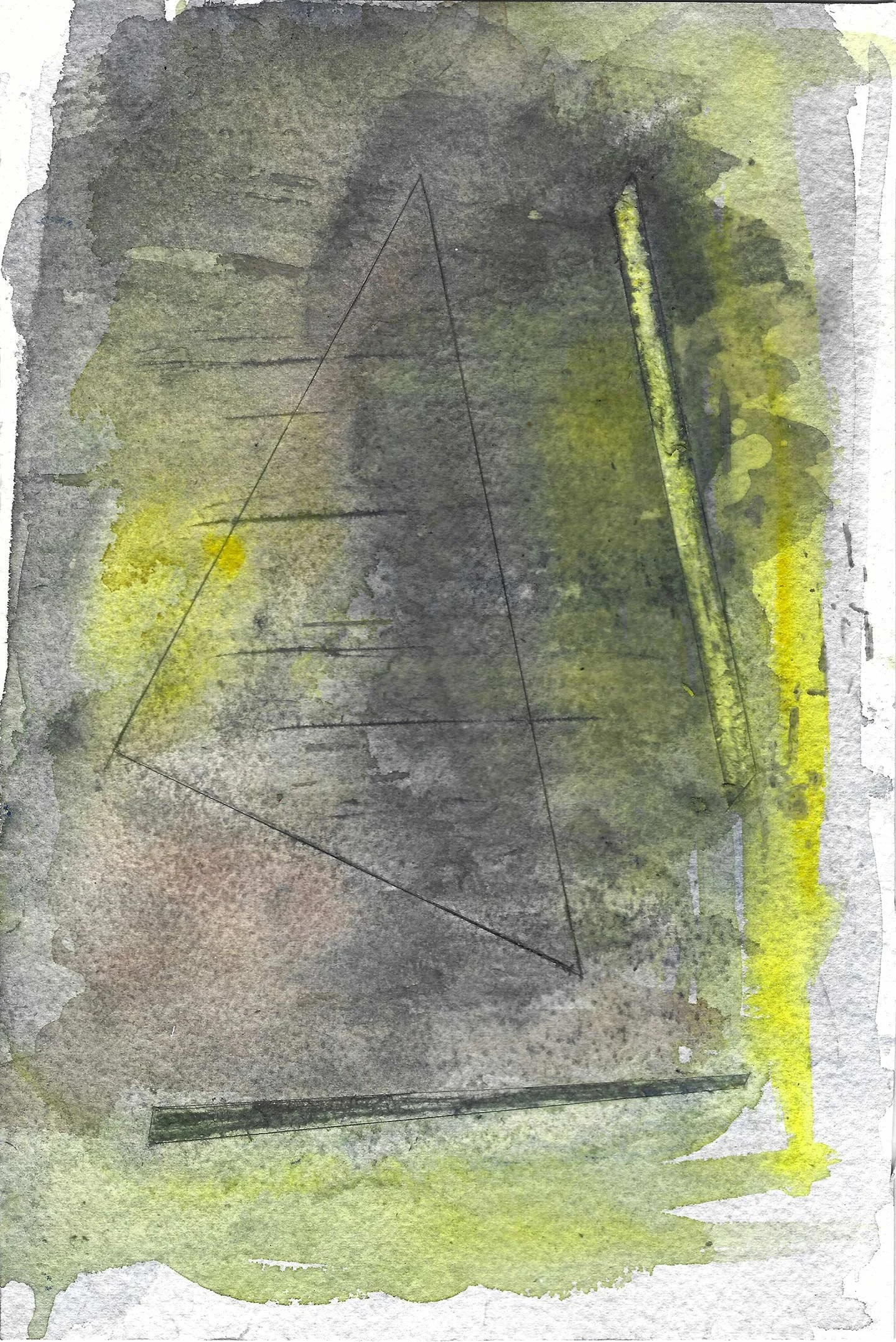 Golden Triangle, Mixed Media on Paper, 10⅜”x7”