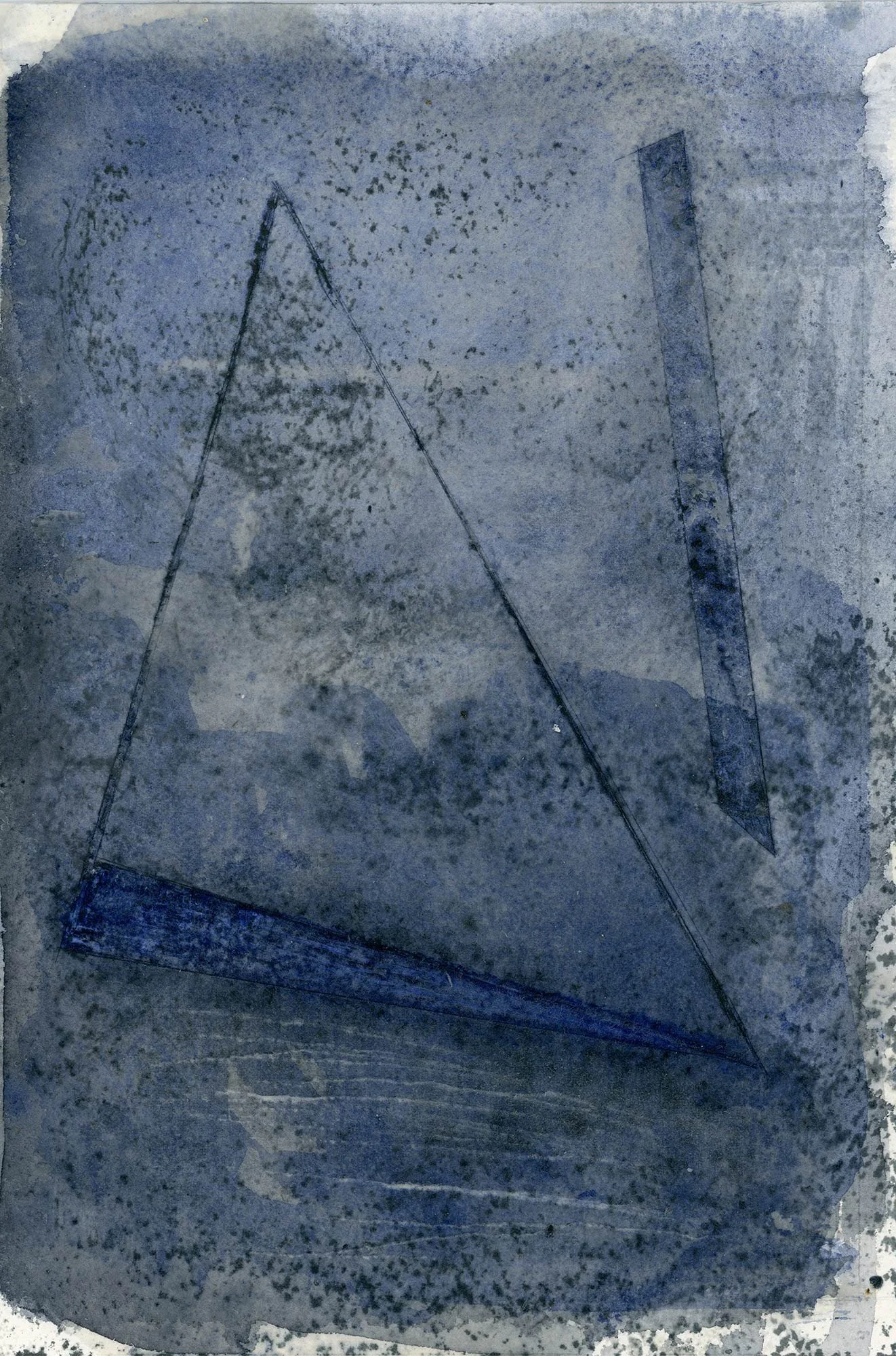 Blue Triangle, Mixed Media on Paper, 10¾”x7”