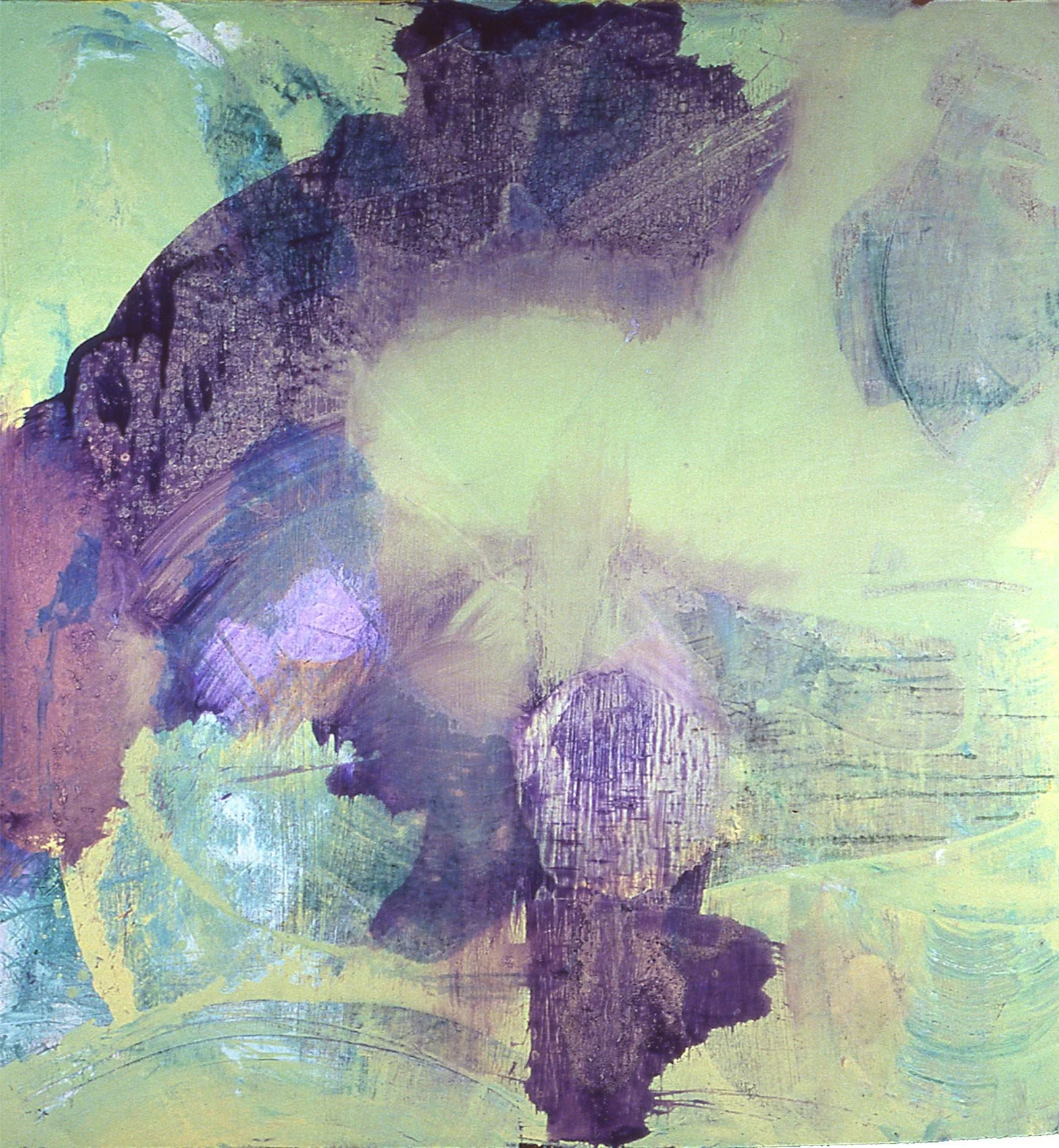 Quiz (Green and Purple), Oil on Canvas, 48"x48"