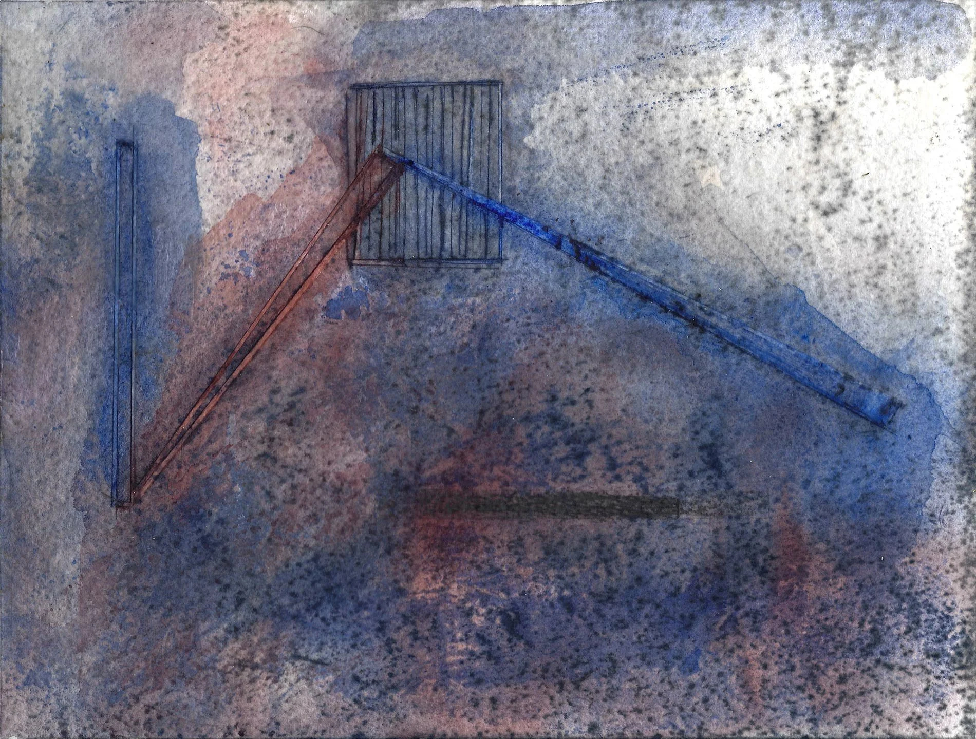 Heaven's Cage II, Mixed Media on Paper, 7¾"x10¼