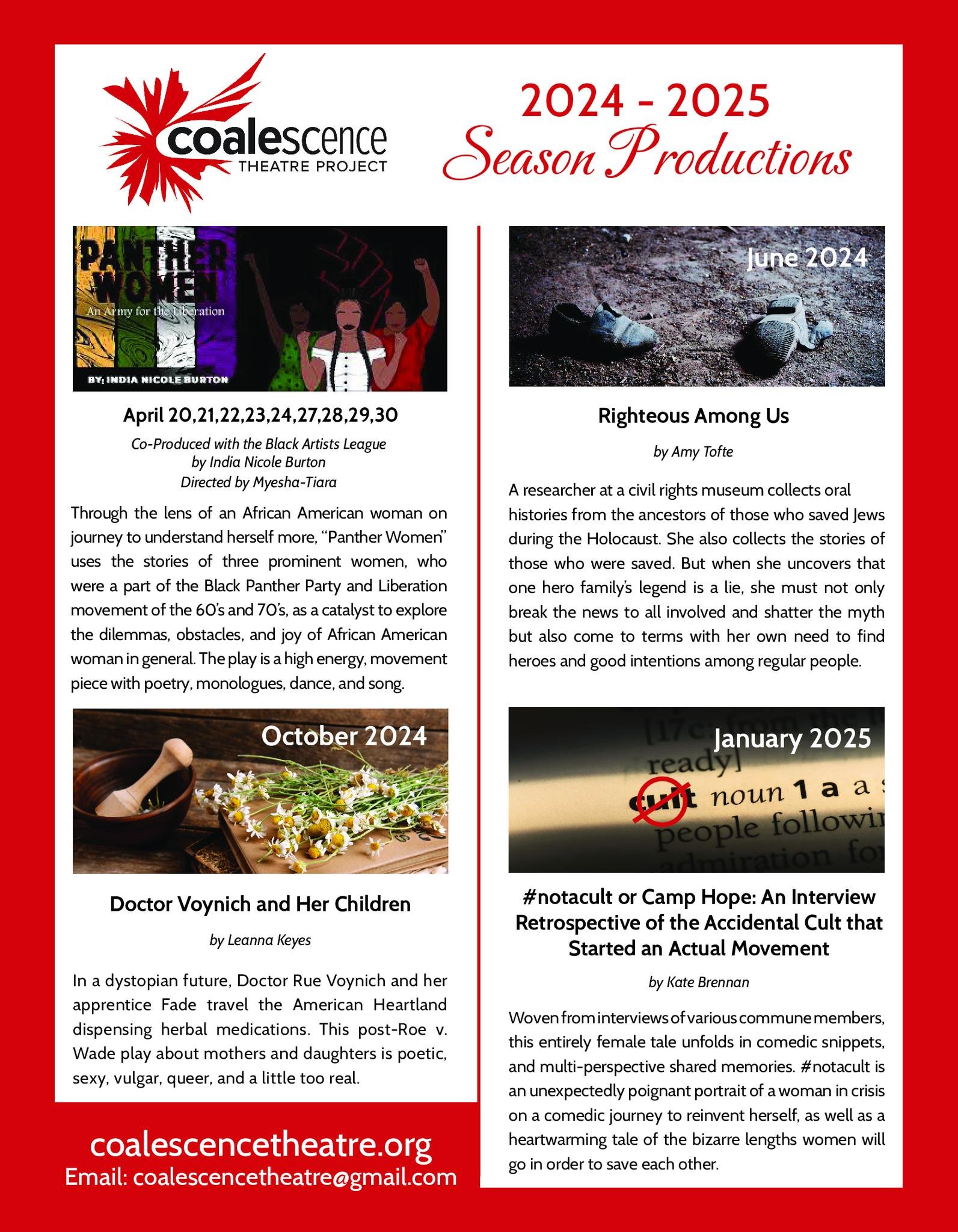 2024 2025 Season Coalescence Theatre Project 2024 2025 Season Coalescence Theatre Project