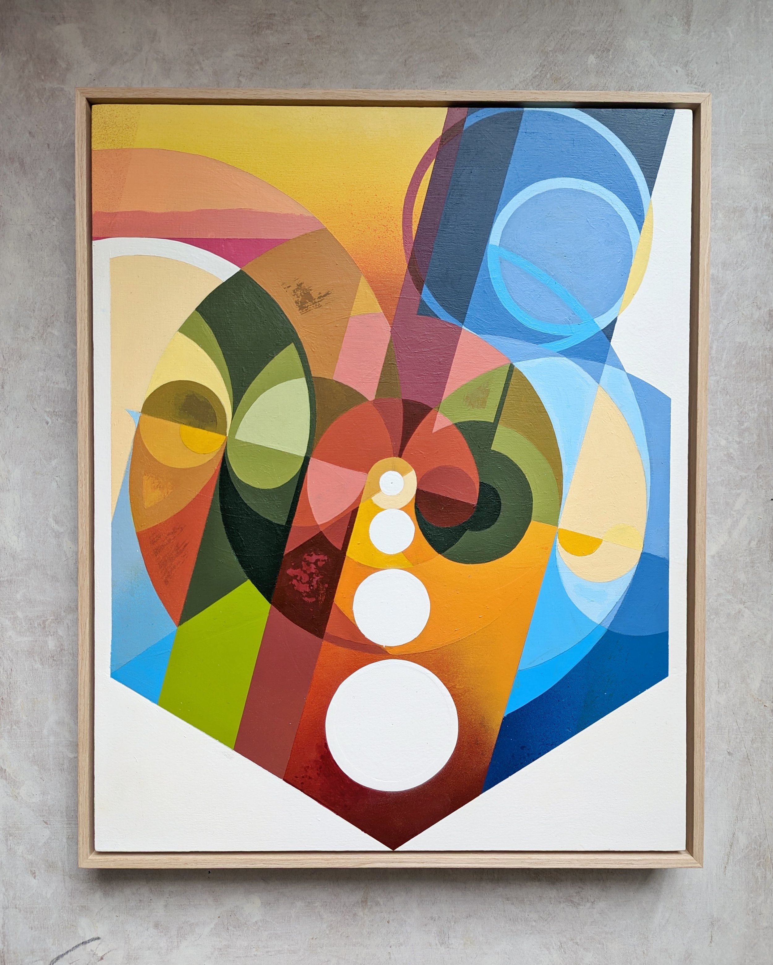 Acrylic and spray-paint on wood