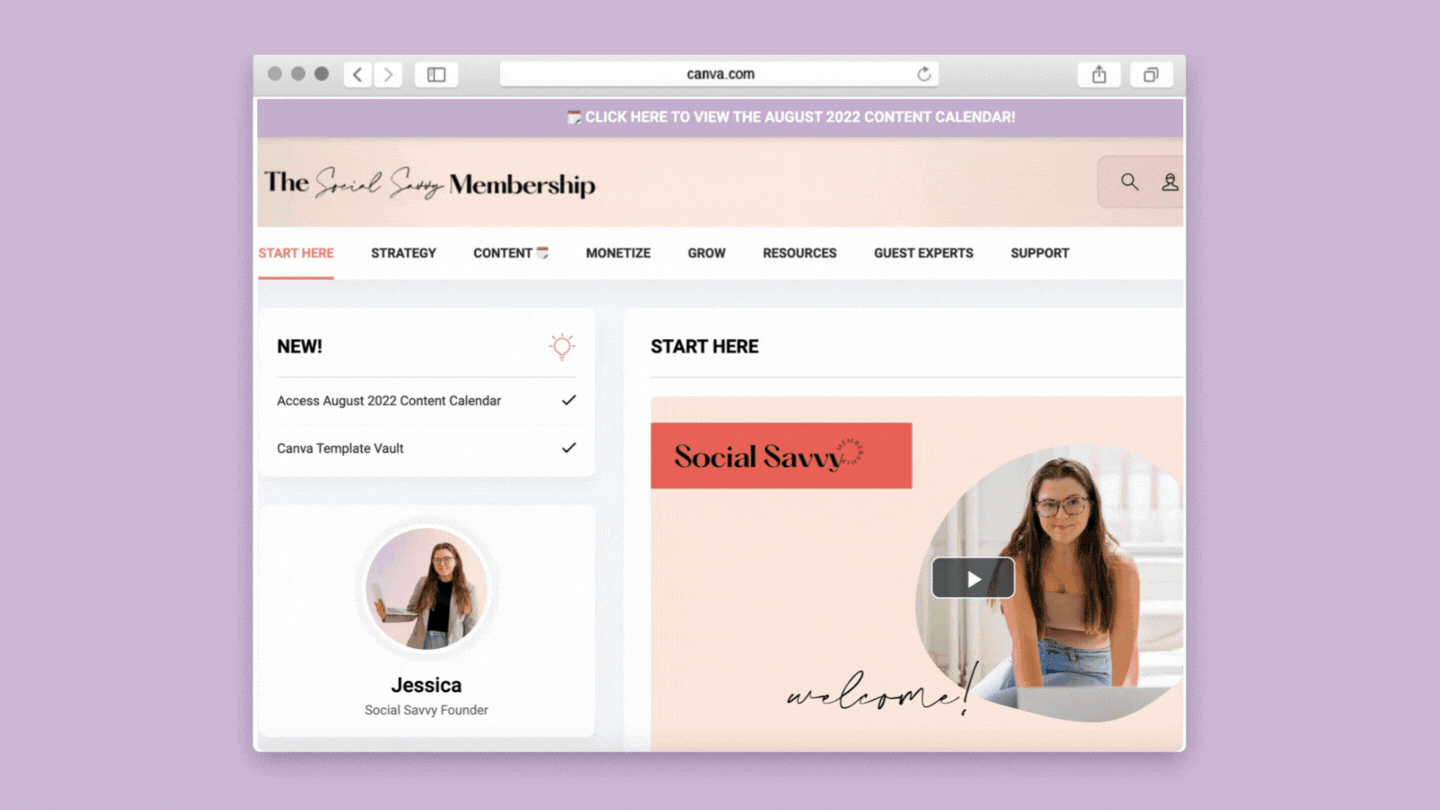 The Social Savvy Membership Portal.