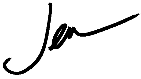 A black ink signature with a flourish, possibly reading 'Jean'.