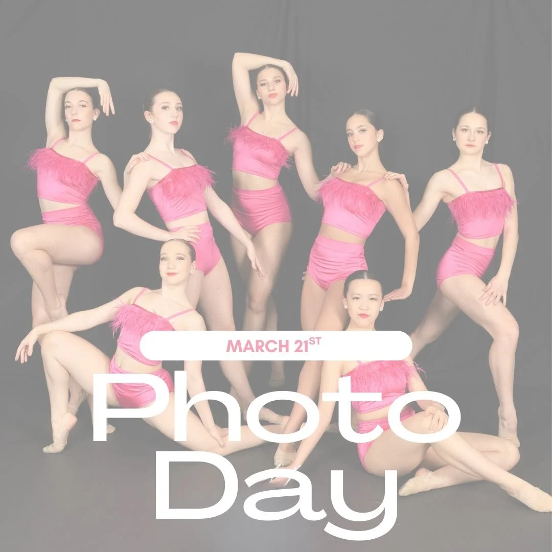 📸 REMINDER 📸  Studio Photo Day

*Saturday March 21st

Please refer to the email sent out on 02/12 for your dancers exact time slot

📸 RAPPEL 📸: Journ&eacute;es de la photo en studio

*Samedi 21 mars

Veuillez vous r&eacute;f&eacute;rer &agrave; l