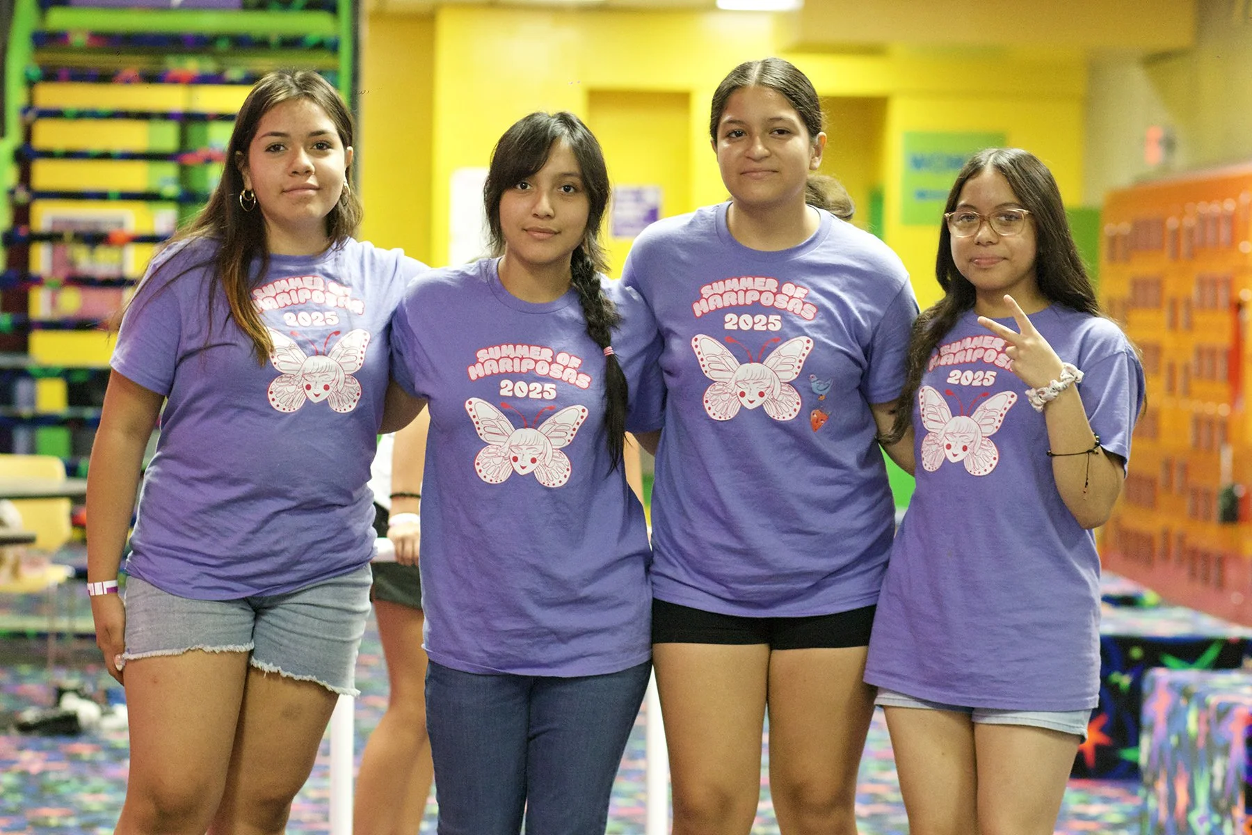 Group of four teenage Latina girls