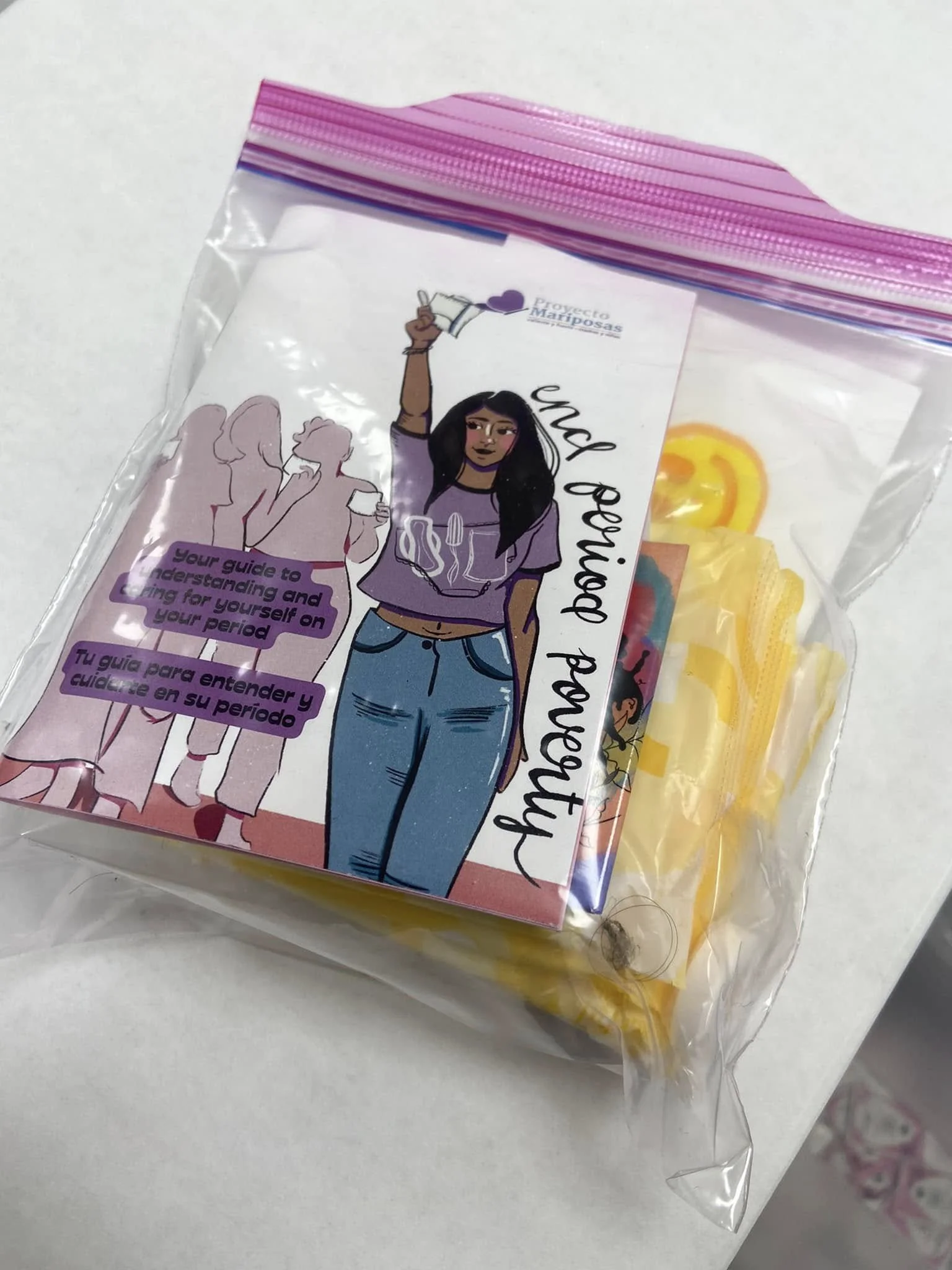 Package of period supplies for girls
