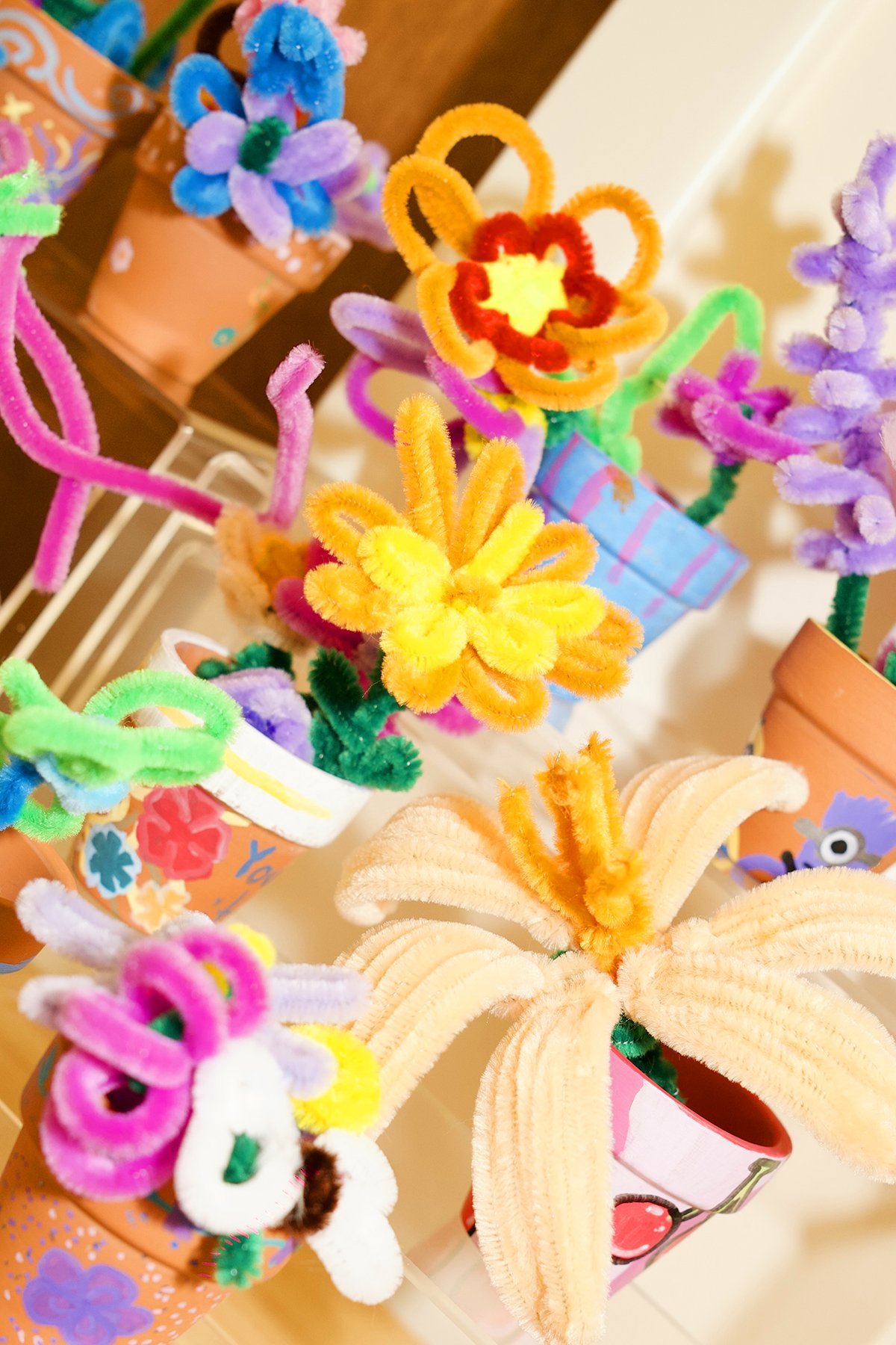 Handmade pipe cleaner flowers