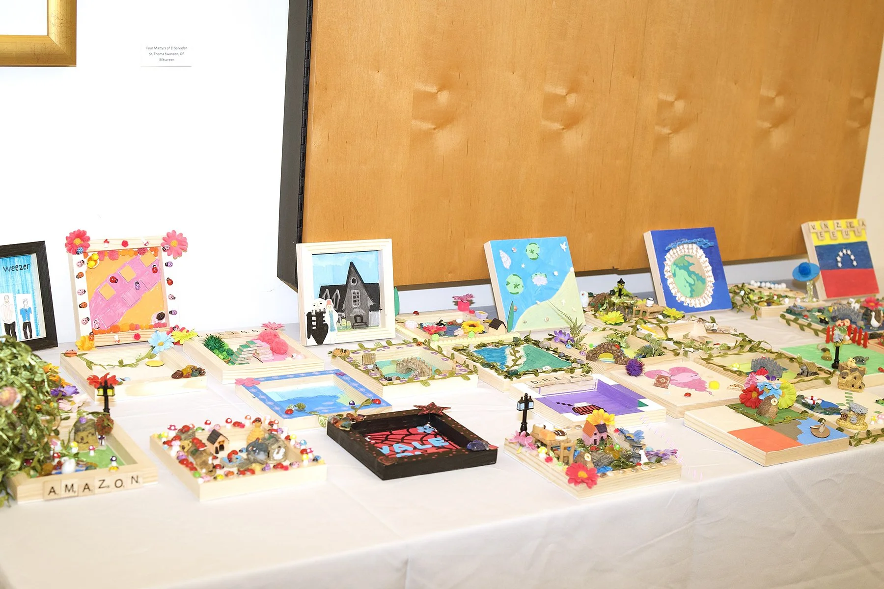 Table displaying artwork