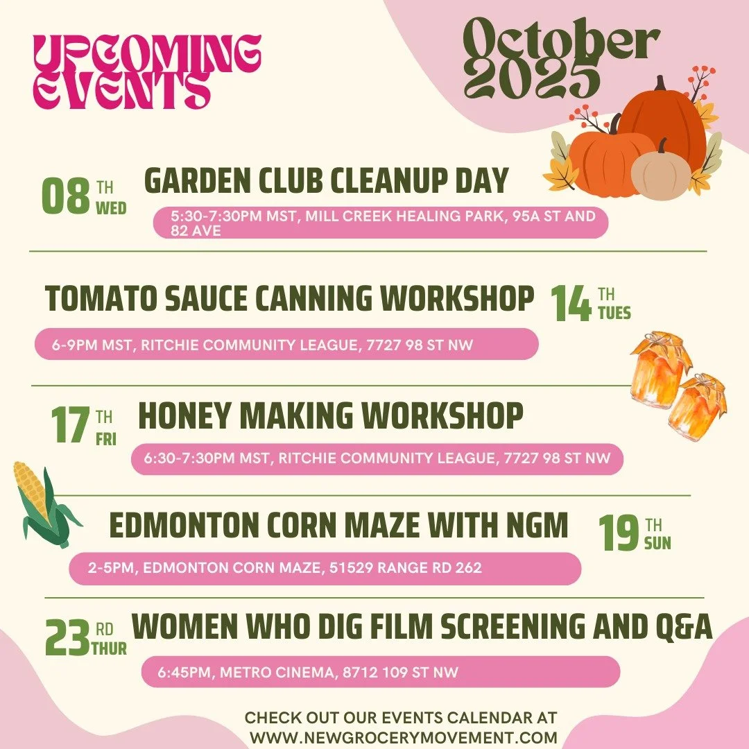 Harvest season is here! Enjoy the bounty with us at our October events:

🎃 Garden Club Cleanup Day: Pop into the garden to spend a Fall morning with NGM in nature! We are getting the garden ready for winter by prepping and cleaning the beds. Everyon