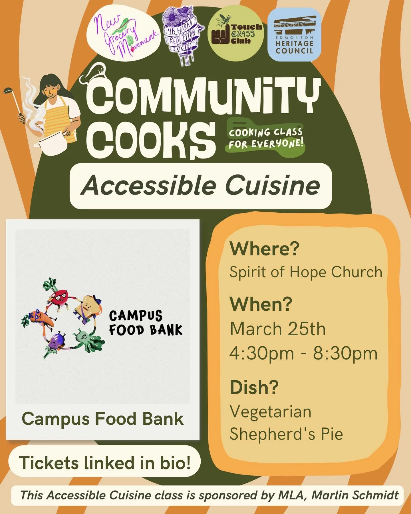Community Cooks&rsquo; second class of the month is coming up on March 25! You do not want to miss out🍴

Join @newgrocerymovement, @touchgrassclub, and @4b.harm.reduction on March 25 for Community Cooks: Accessible Cuisine. The class will be led by 