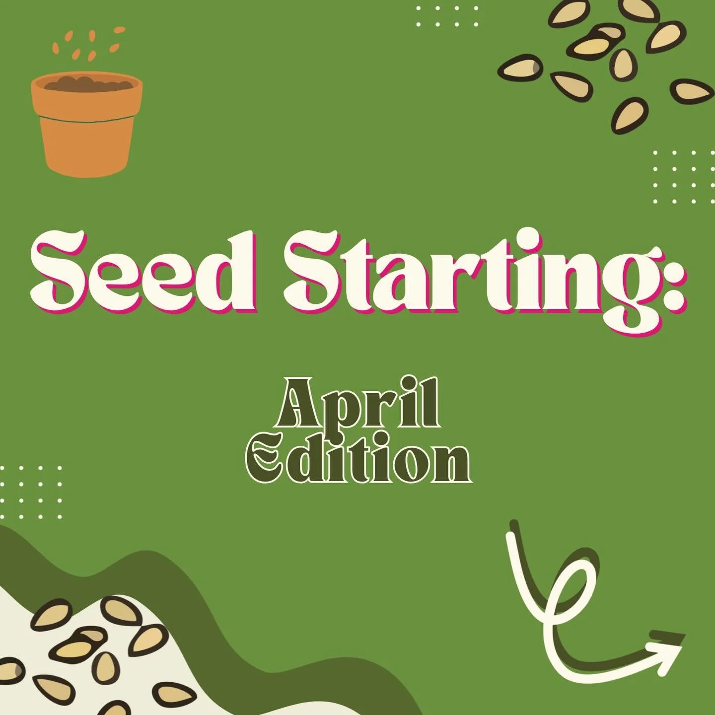 Spring is here and we have more plants you can start indoors! This April, try starting some the following seeds indoors as you wait for the outdoor planting season to arrive: 

- Corn
- Squash
- Zucchini
- Cilantro
- Fennel
- Nasturtiums
- Peas
- Cha