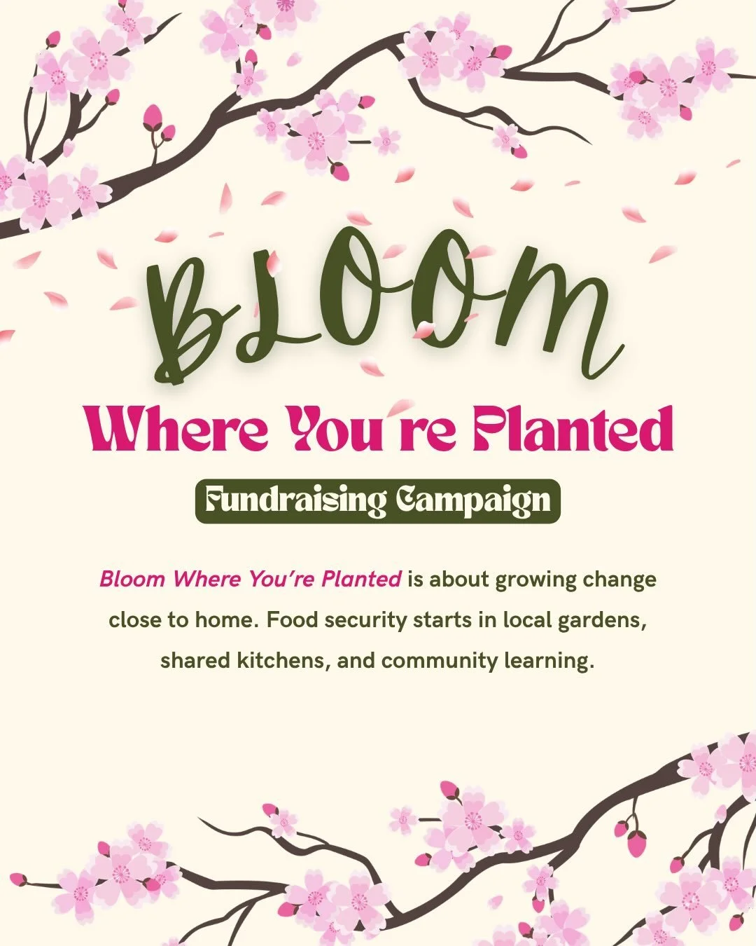 This spring, we invite you to Bloom Where You&rsquo;re Planted with our fundraising campaign! The grocery system is broken, and prices are rising beyond our control, but our community&rsquo;s resilience is homegrown. 

Bloom Where You&rsquo;re Plante