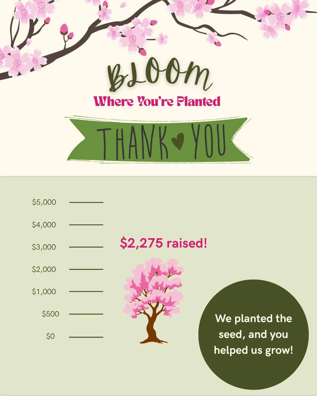 To our supporters- THANK YOU!!! 

We planted the seed, and you helped us grow 🌸 We are so grateful for your donations <3 

These funds will go so far supporting our programs: bringing people together grow, cook, learn, and challenge our corporate