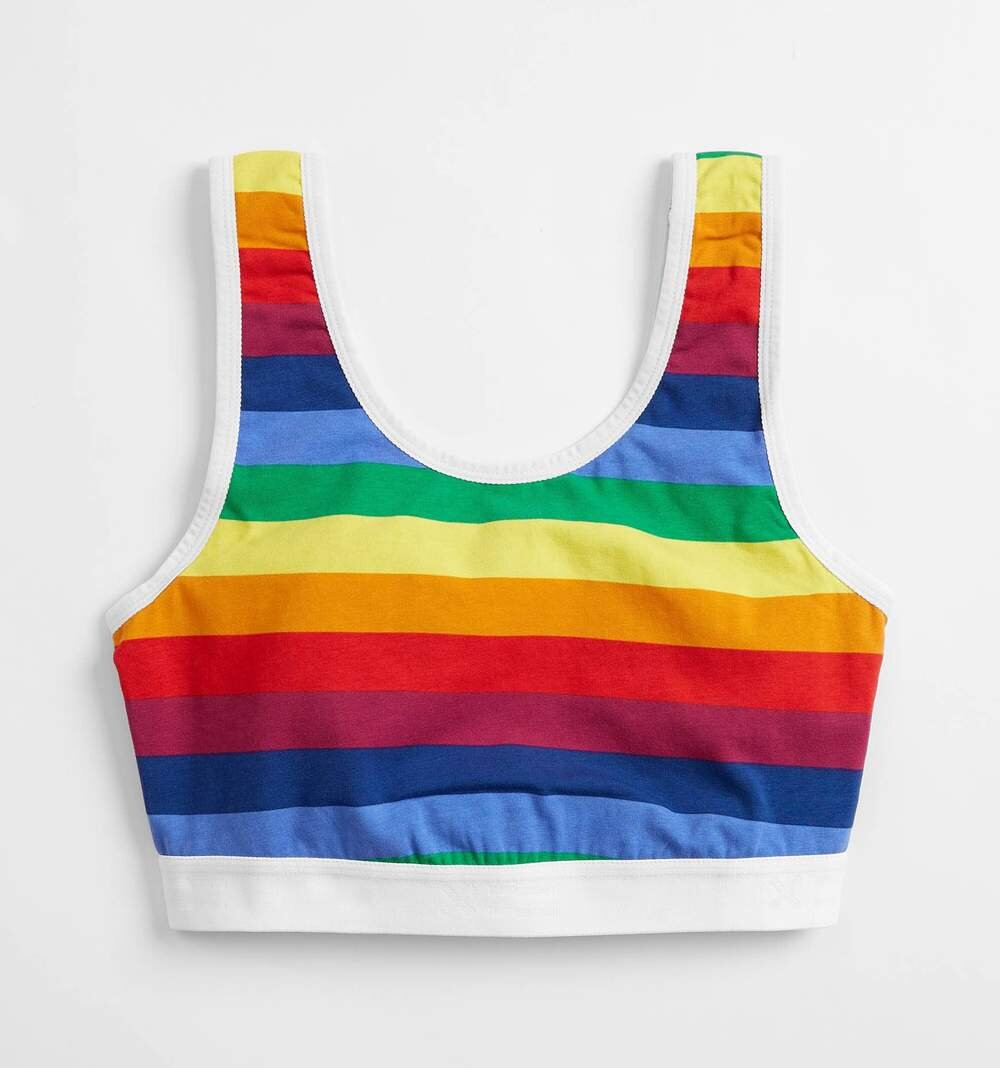 Essentials Soft Bra in Rainbow Stripes $35