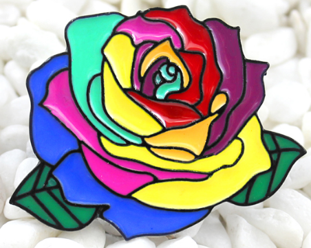 Rainbow Rose Brooch $19